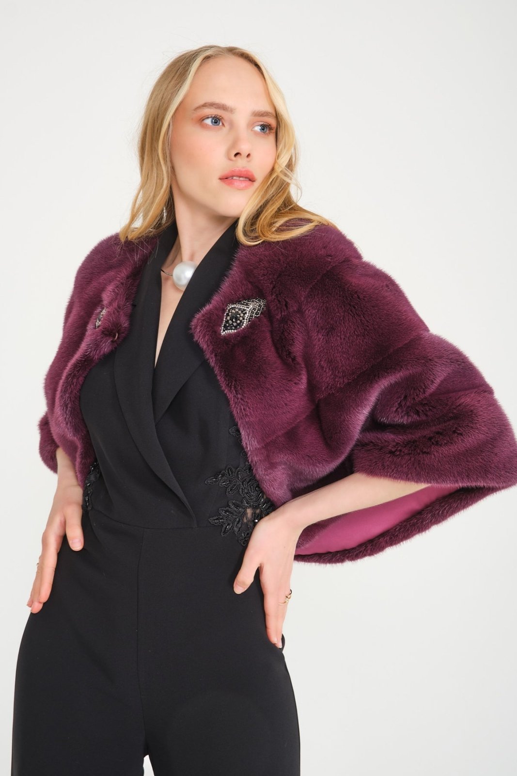 Purple Mink Fur Cape - ADAMO