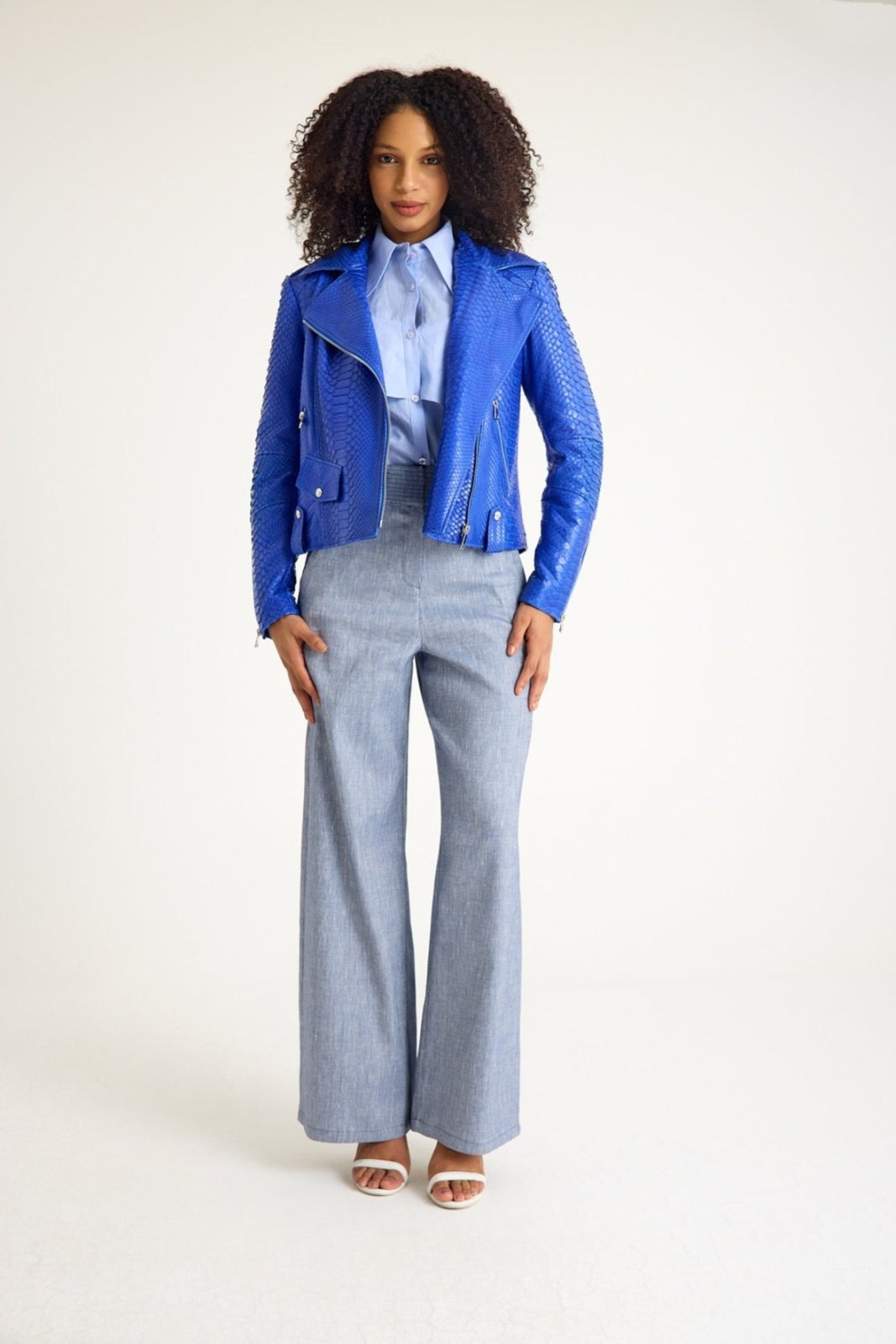 Python Leather Biker Jacket - ADAMO