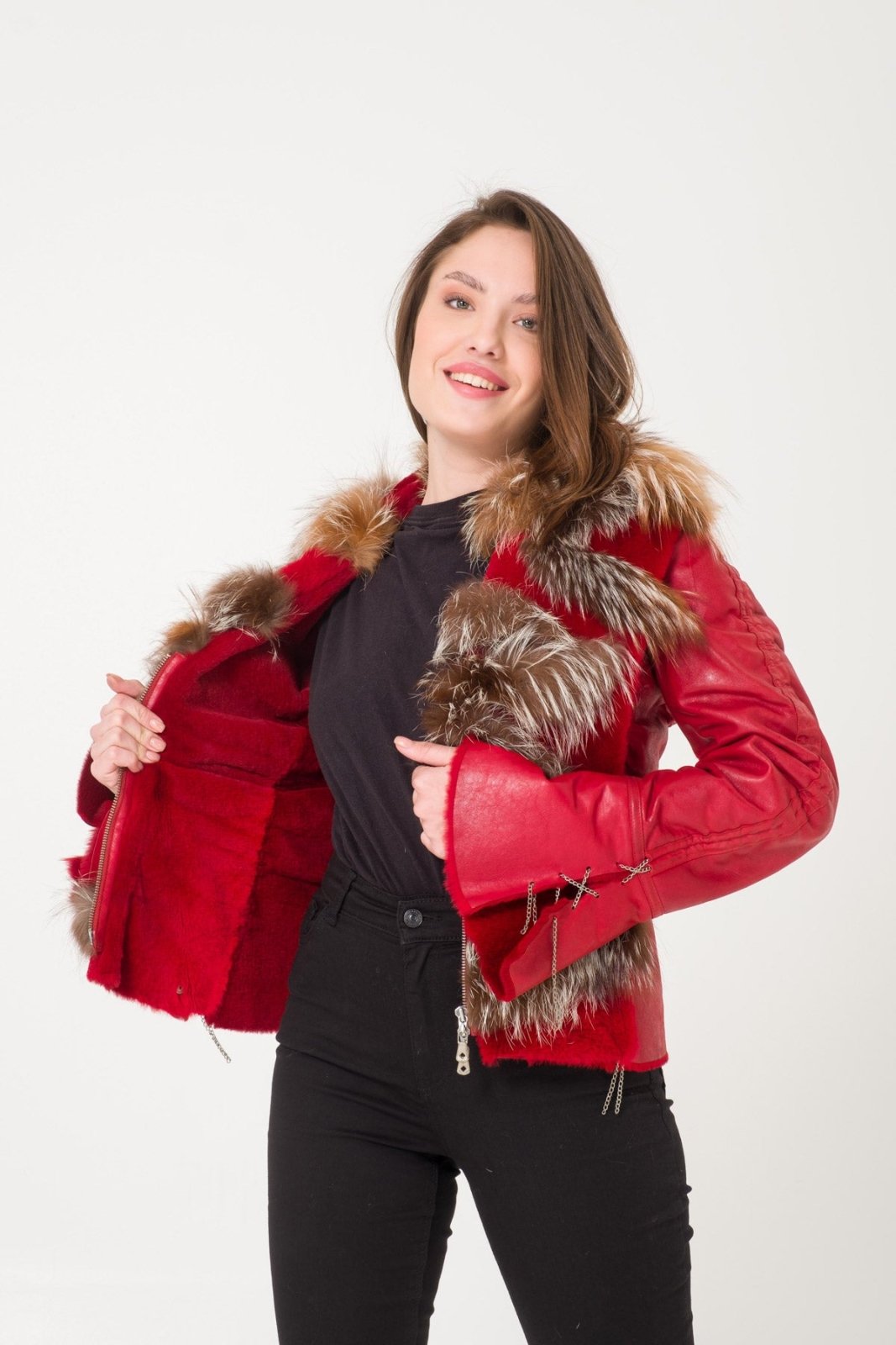 Red Kangaroo Fur Jacket - ADAMO