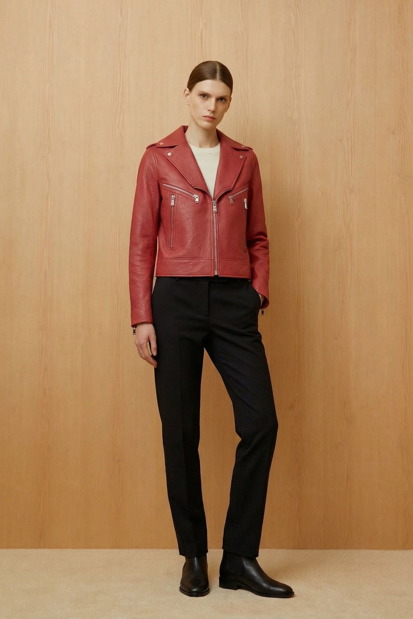 Red Leather Jacket - ADAMO