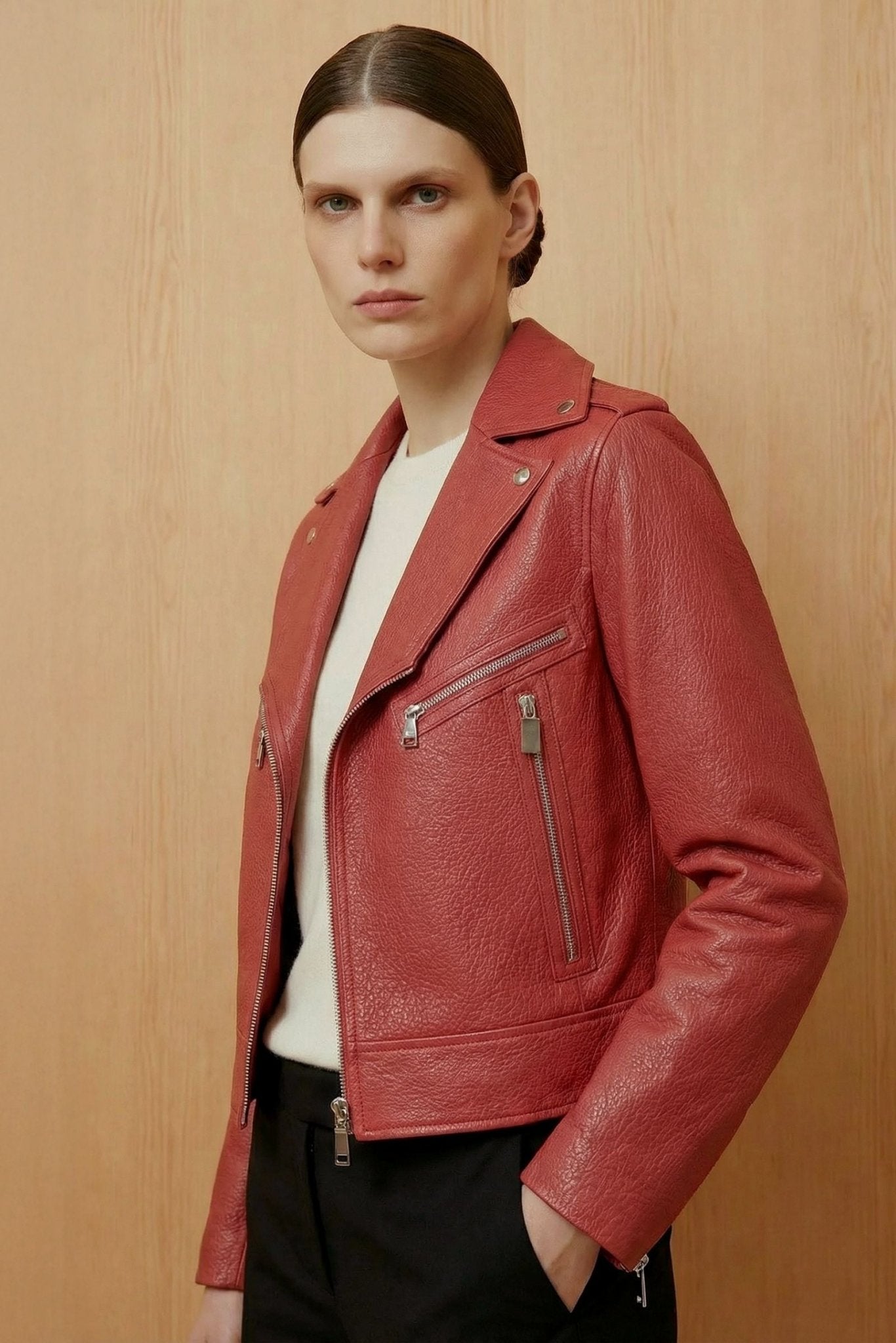 Red Leather Jacket - ADAMO