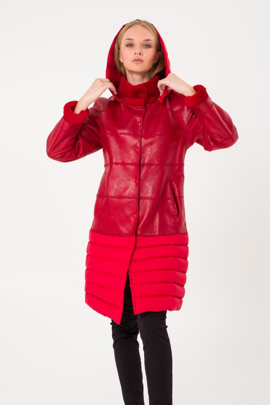 Red Long Leather Coat - ADAMO