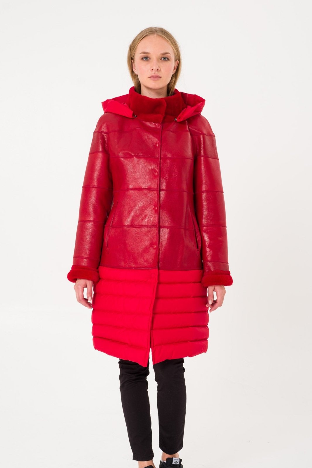 Red Long Leather Coat - ADAMO