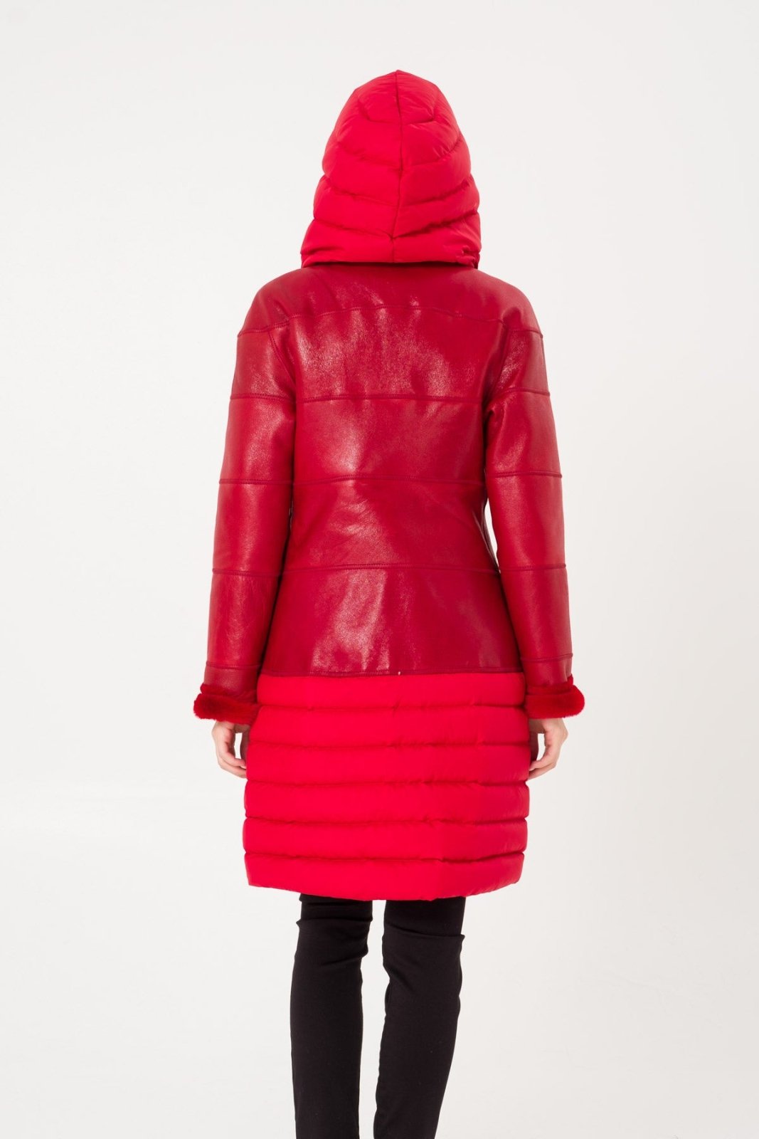 Red Long Leather Coat - ADAMO