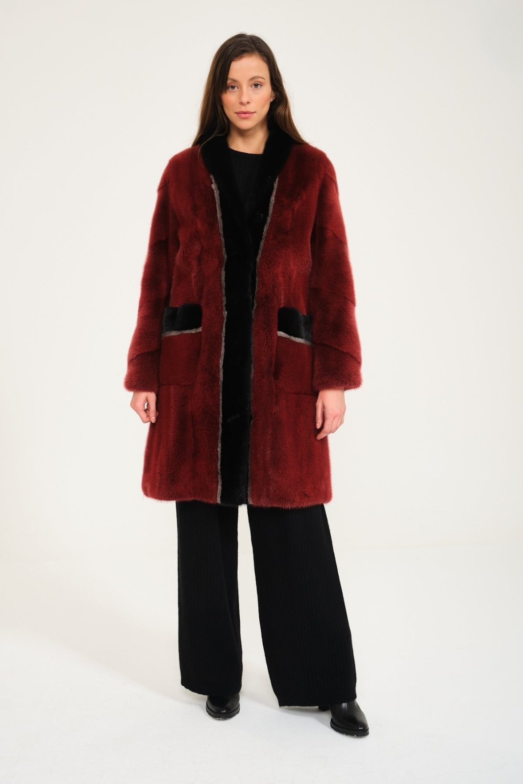 Red Long Mink Fur Coat - ADAMO