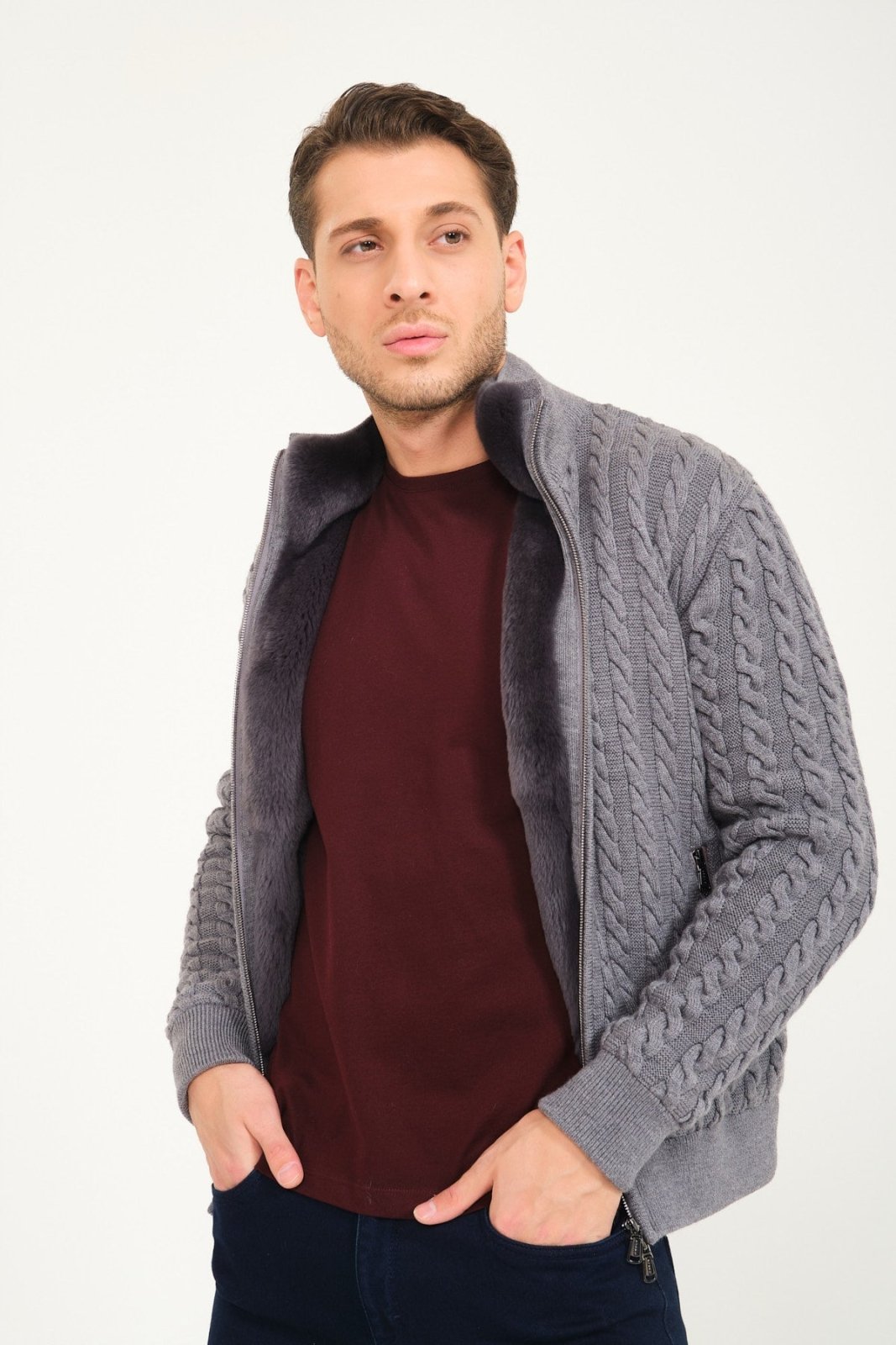 Rex Fur Lined Knit Cardigan - ADAMO