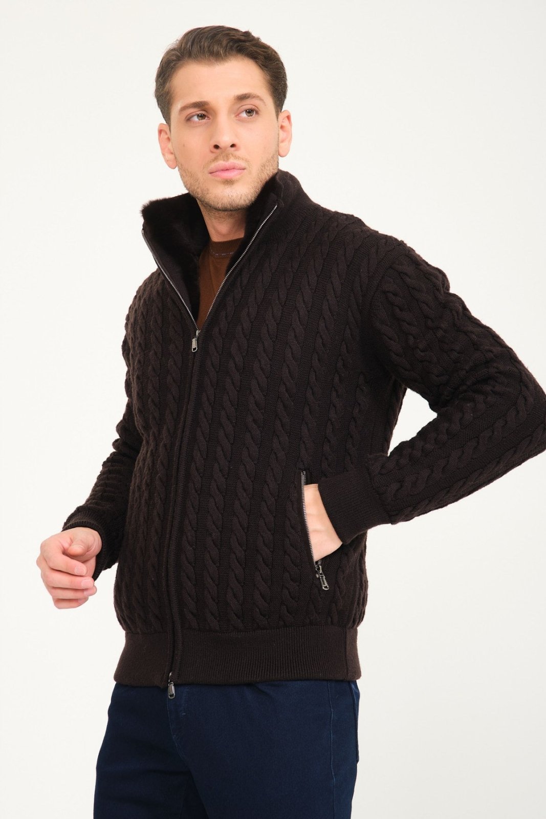 Rex Fur Lined Knit Cardigan - ADAMO