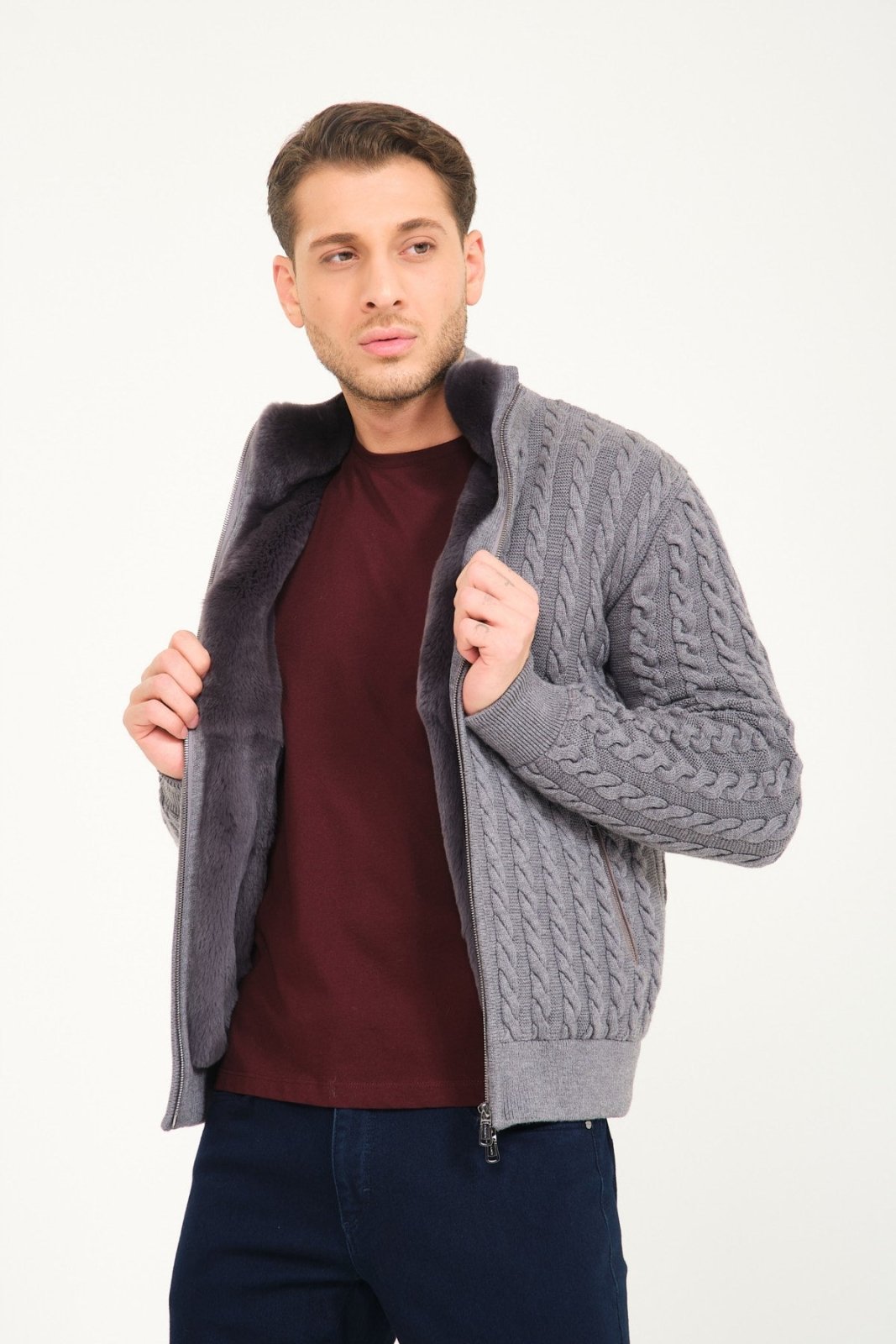 Rex Fur Lined Knit Cardigan - ADAMO