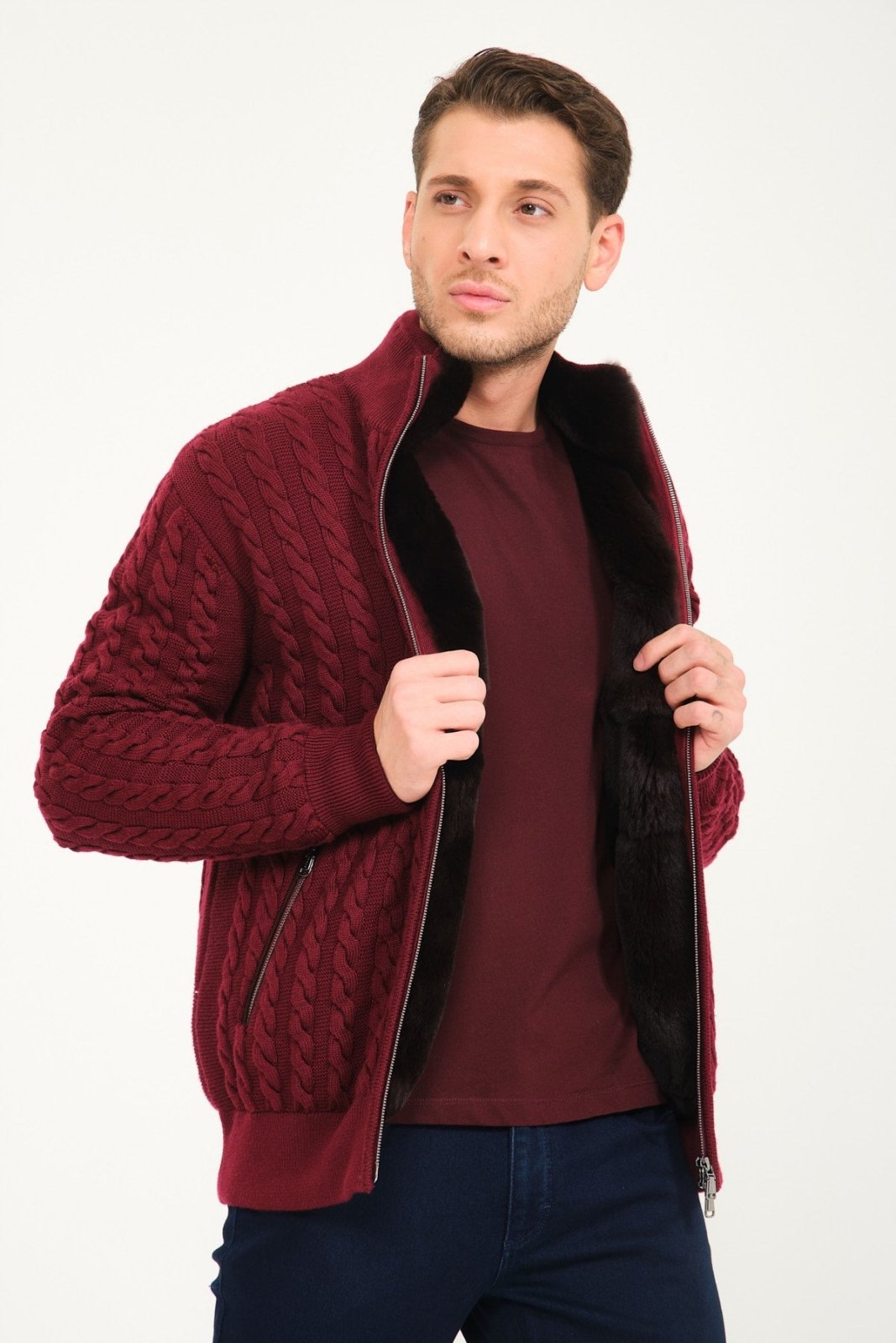 Rex Fur Lined Knit Cardigan - ADAMO