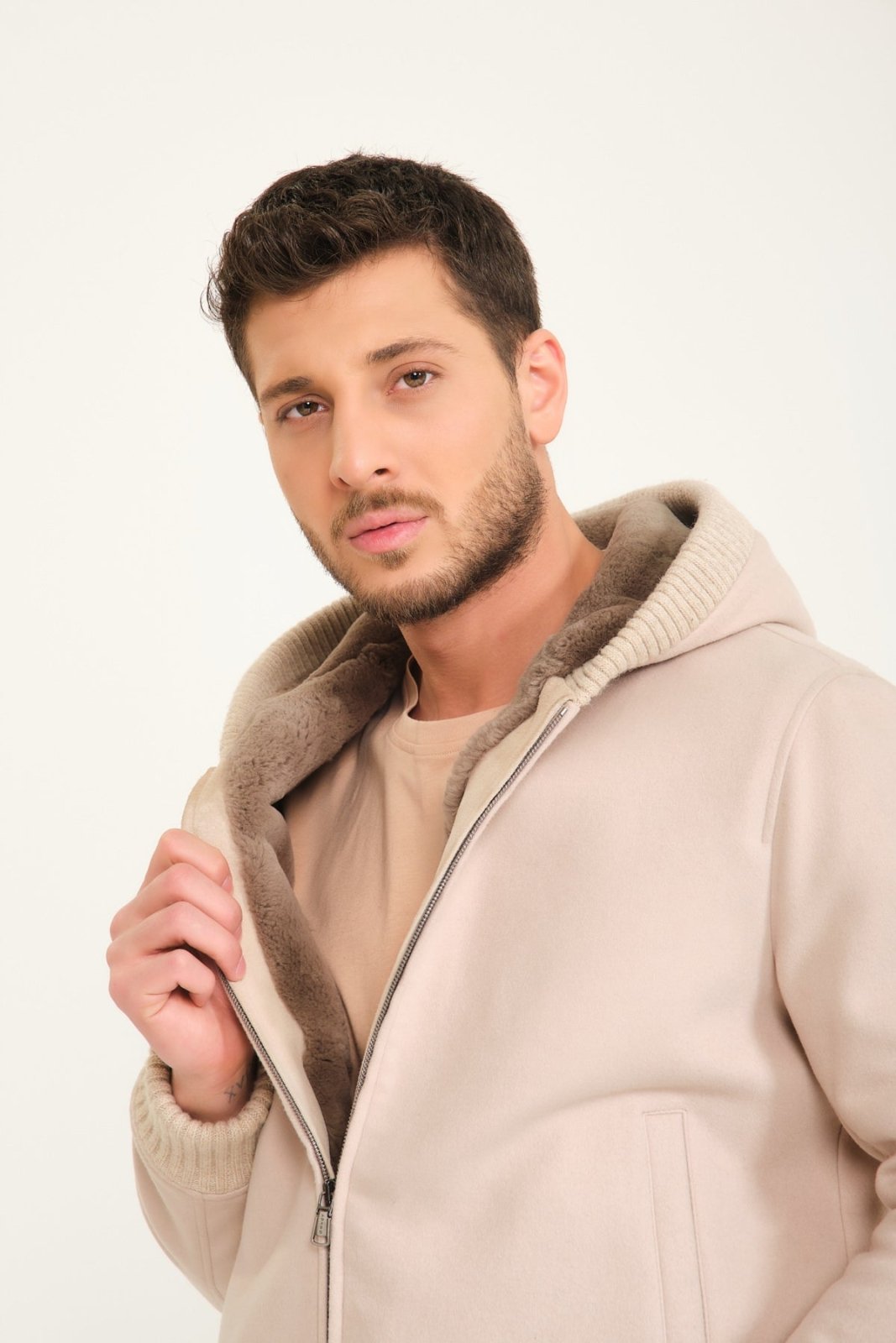 Sand Beige Wool Jacket - ADAMO