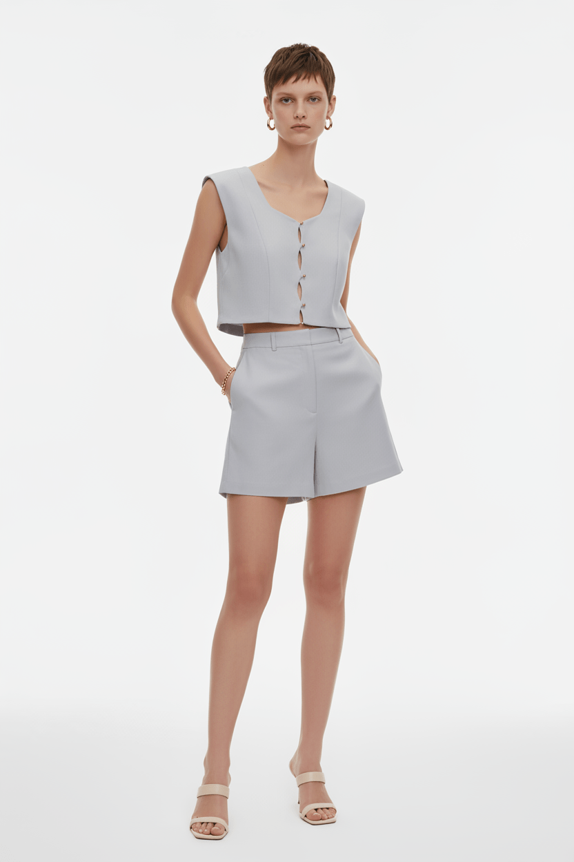 Saturn Sculpted Button Vest - ADAMO