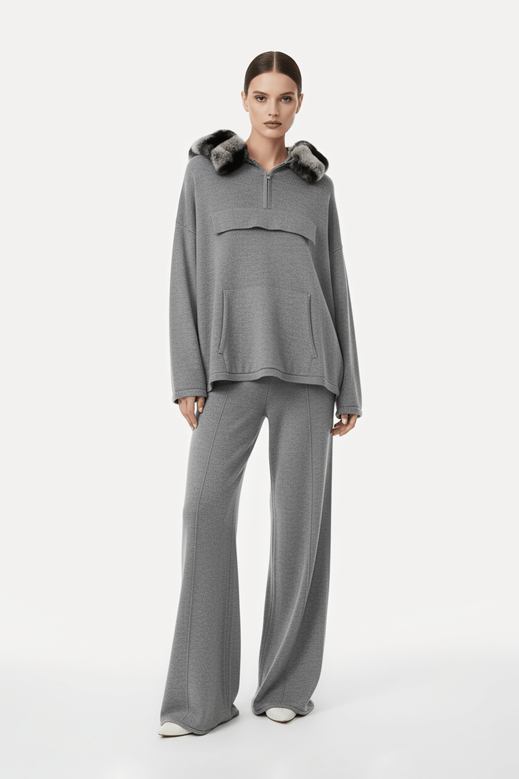 Silver Grey Wool Knit Set - ADAMO