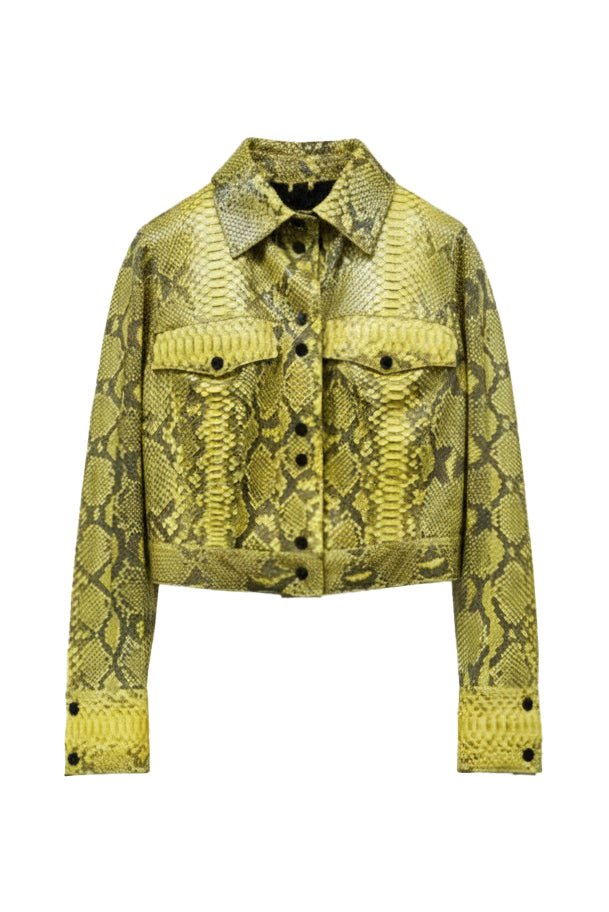 Solaris Yellow Python Leather Jacket - ADAMO