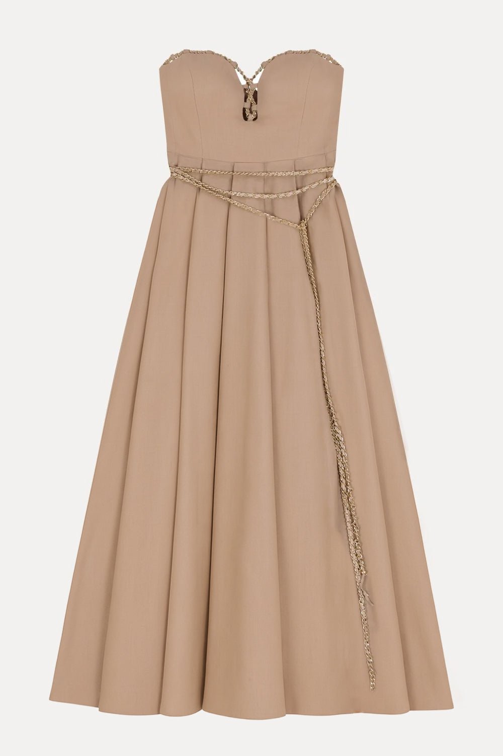 Strapless Linen Gown with Gold Chain - ADAMO