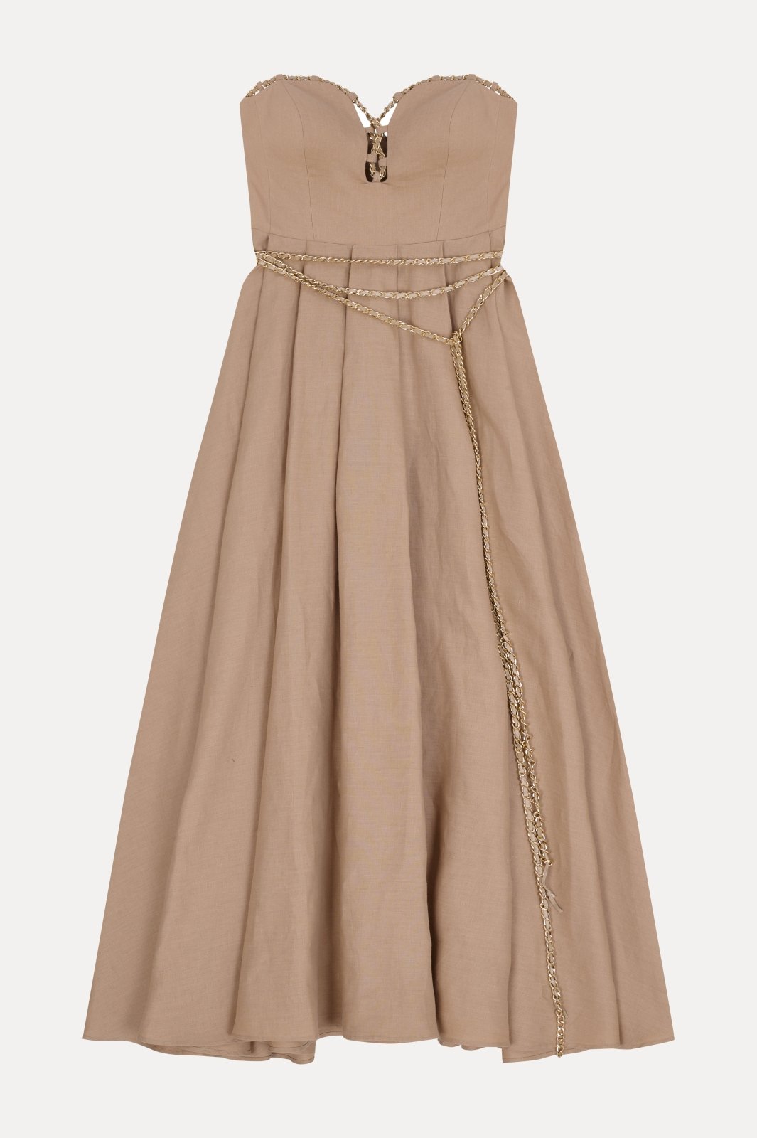 Strapless Linen Gown with Gold Chain - ADAMO