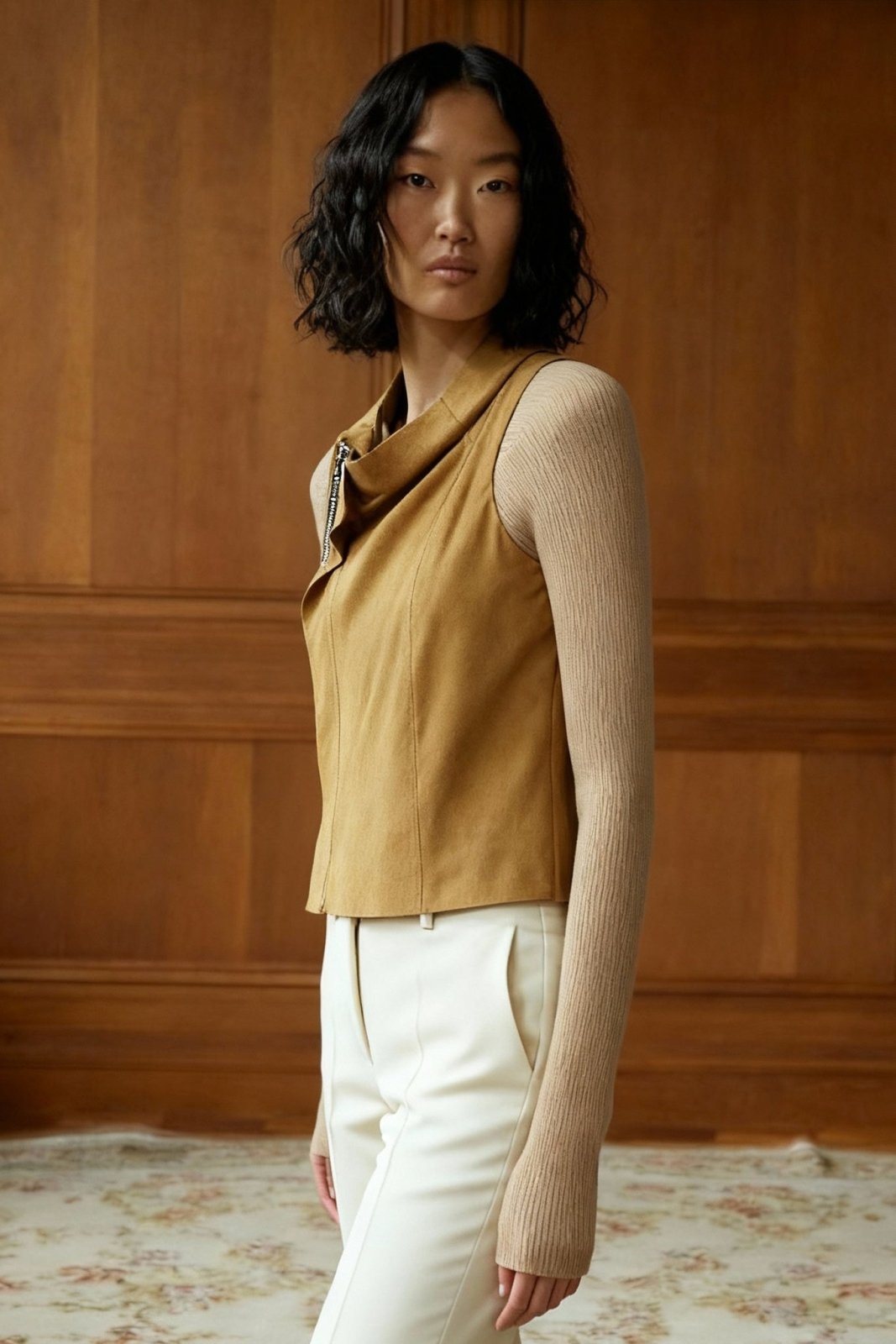Suede Équilibre Knit - Sleeve Top - ADAMO