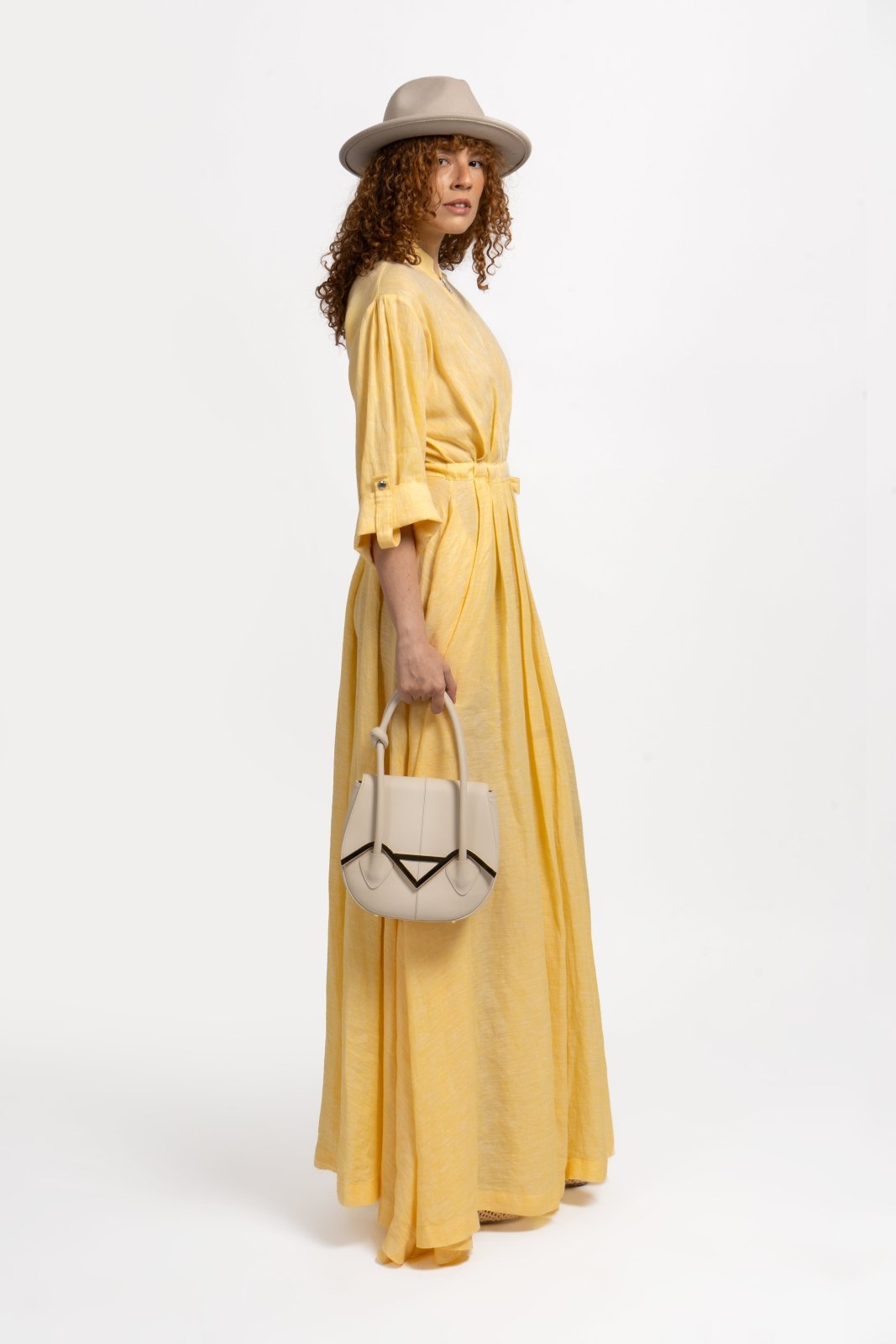 Sunlit Marigold Linen Dress - ADAMO