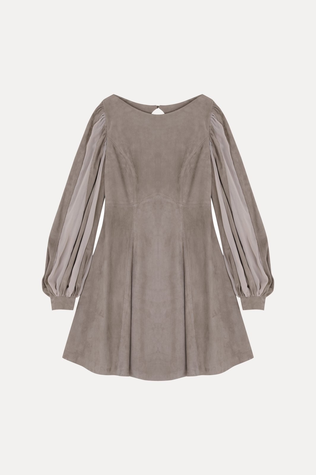 Taupe Suede & Chiffon Panel - ADAMO