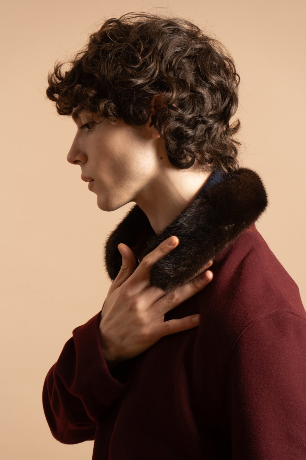 Terracotta Wool & Mink Fur Coat - ADAMO