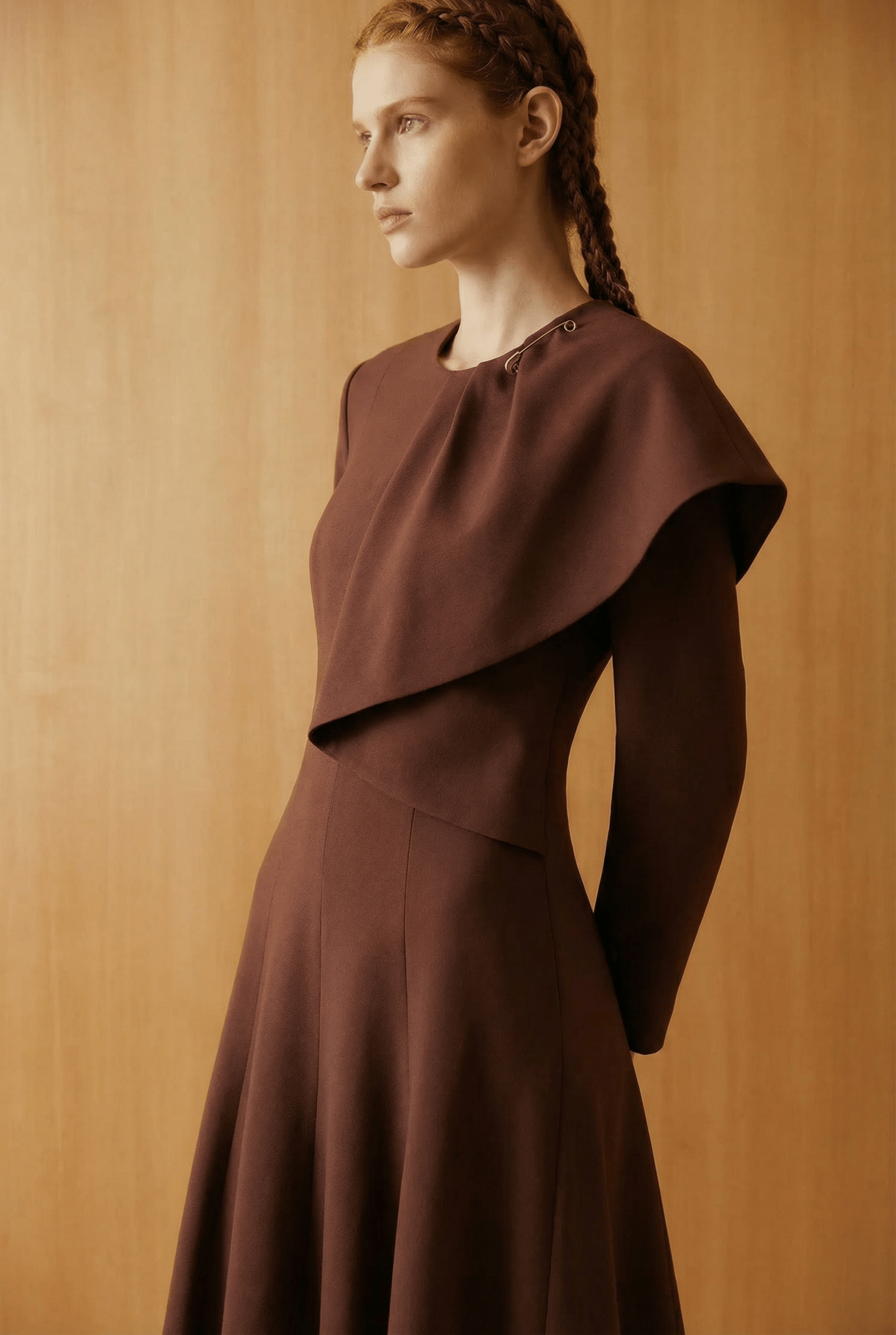 The Espresso Sculpted Drape Dress - ADAMO