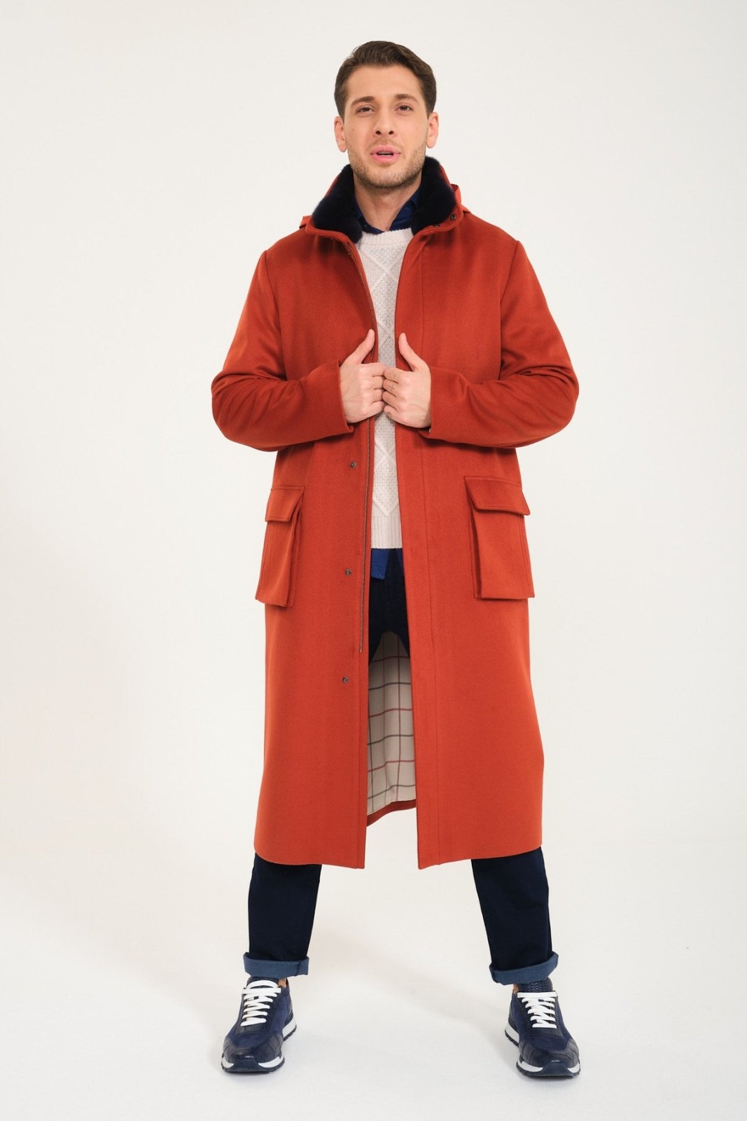 Tile Wool & Rex Fur Coat - ADAMO