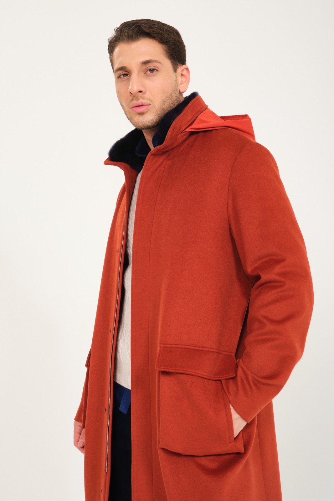 Tile Wool & Rex Fur Coat - ADAMO