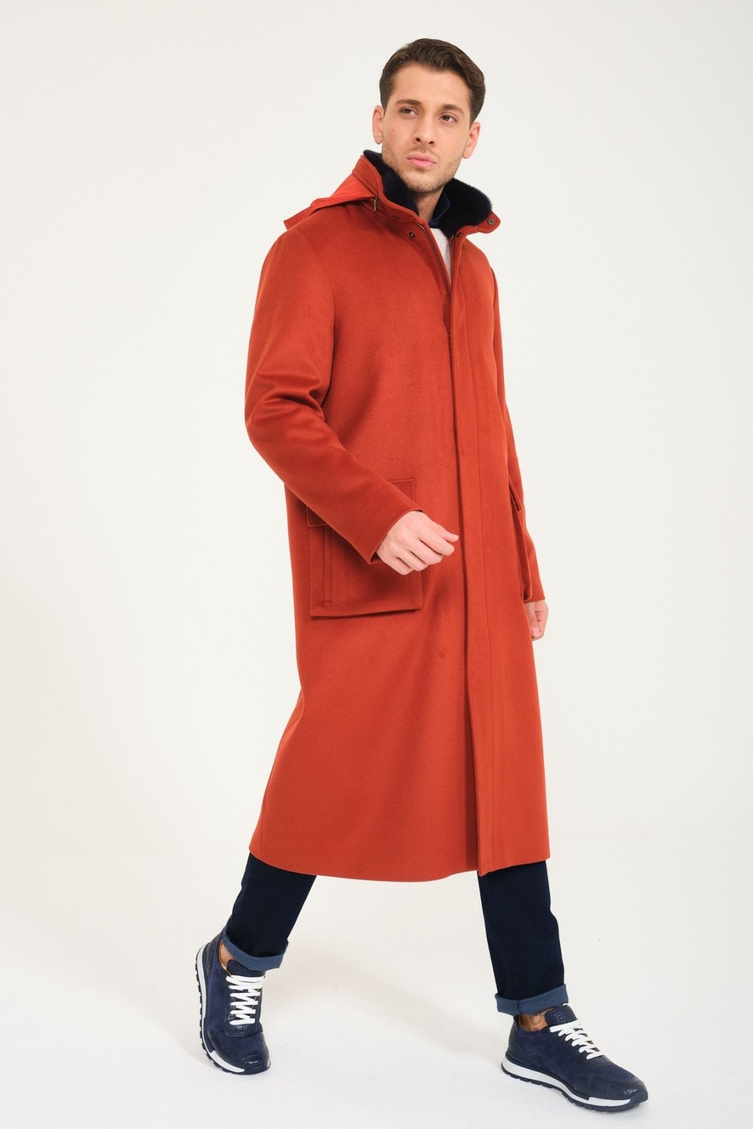 Tile Wool & Rex Fur Coat - ADAMO