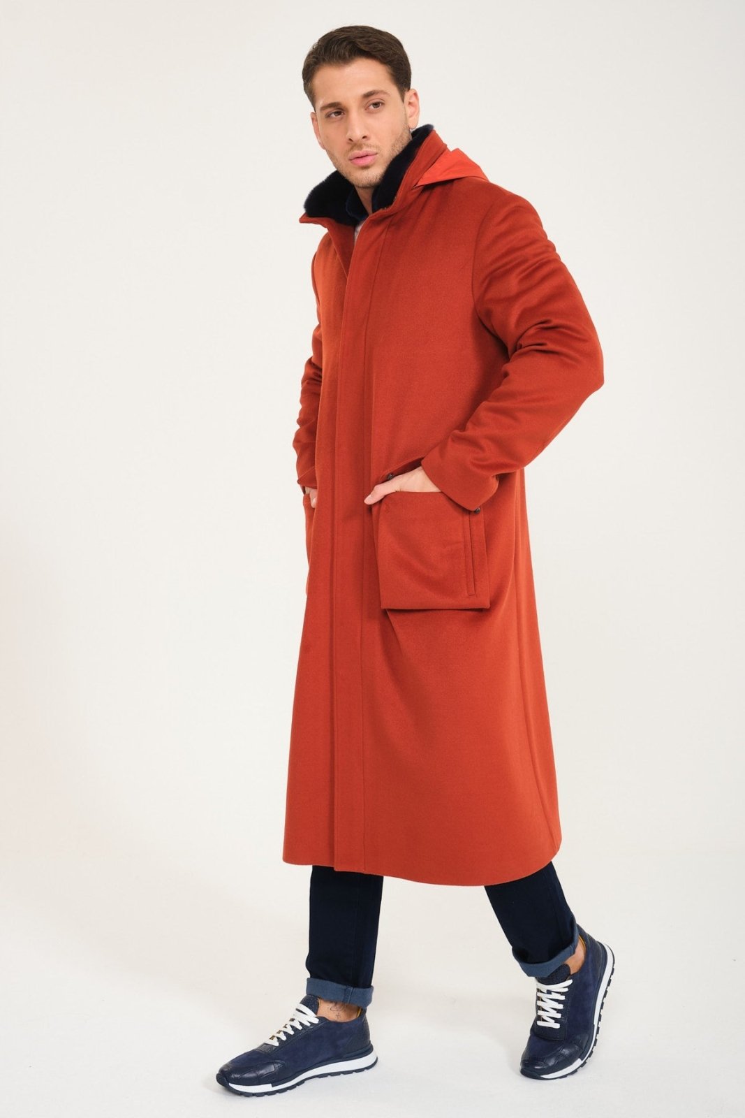 Tile Wool & Rex Fur Coat - ADAMO