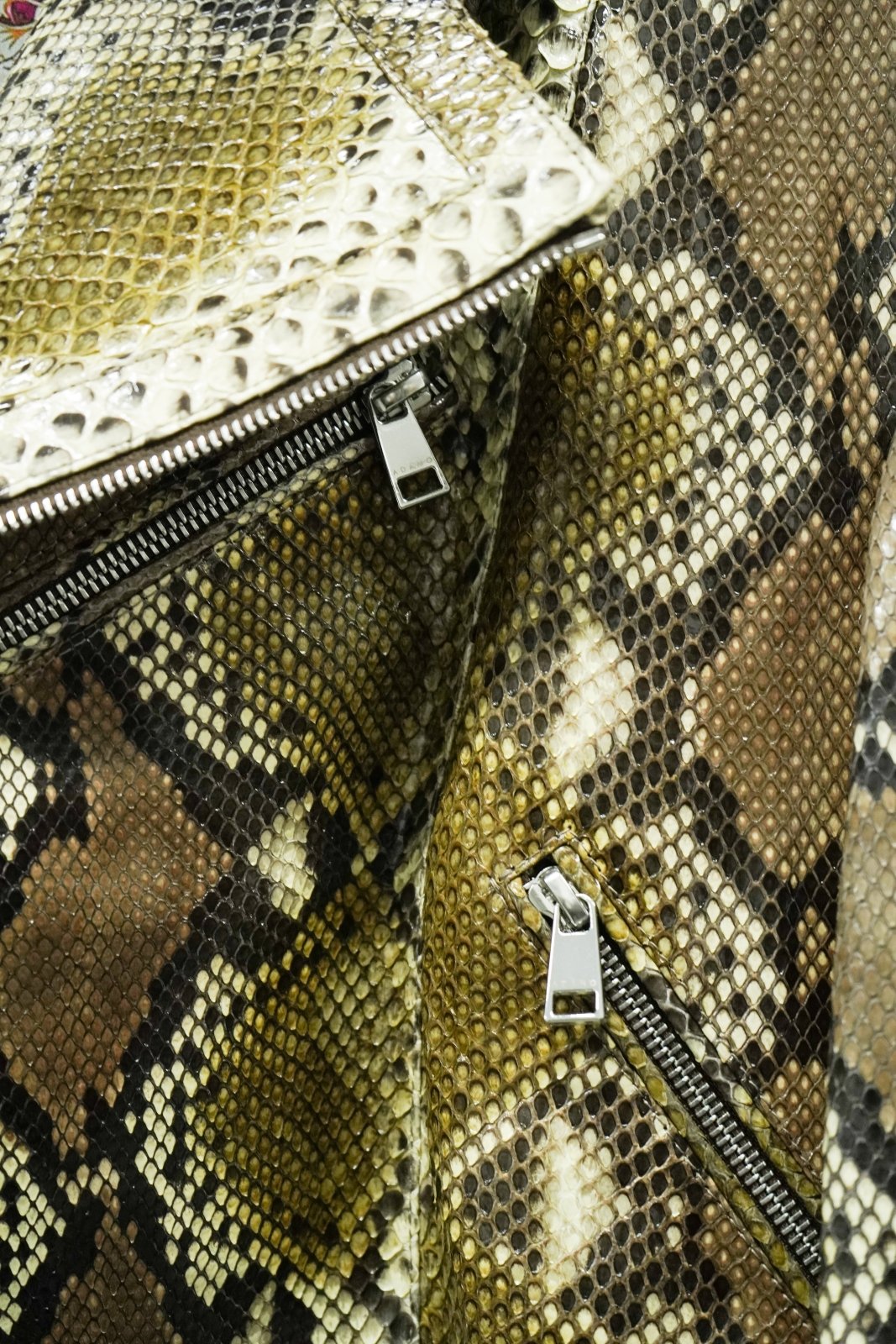 Verde Python Leather Biker Jacket - ADAMO