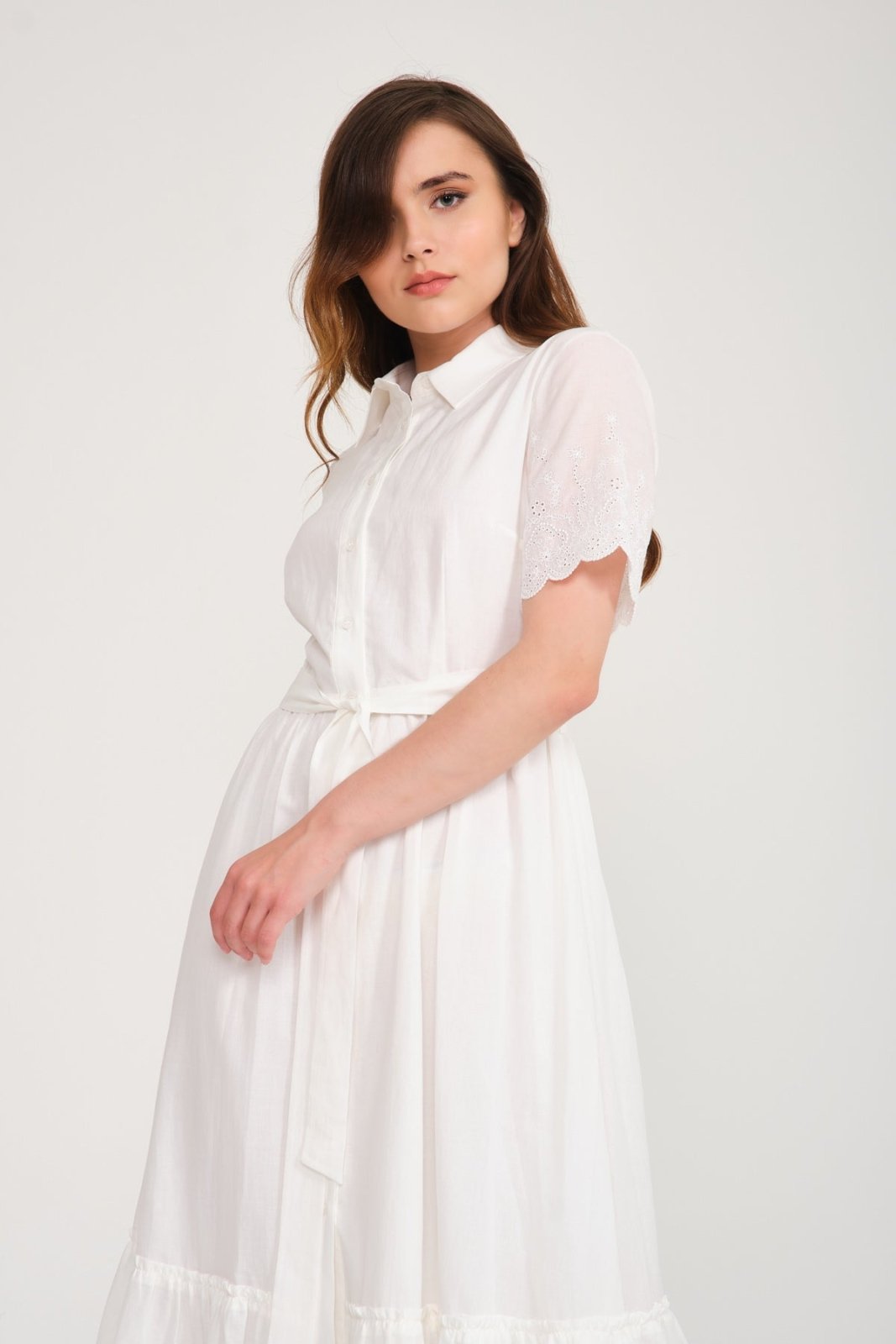 White Long Cotton Dress - ADAMO