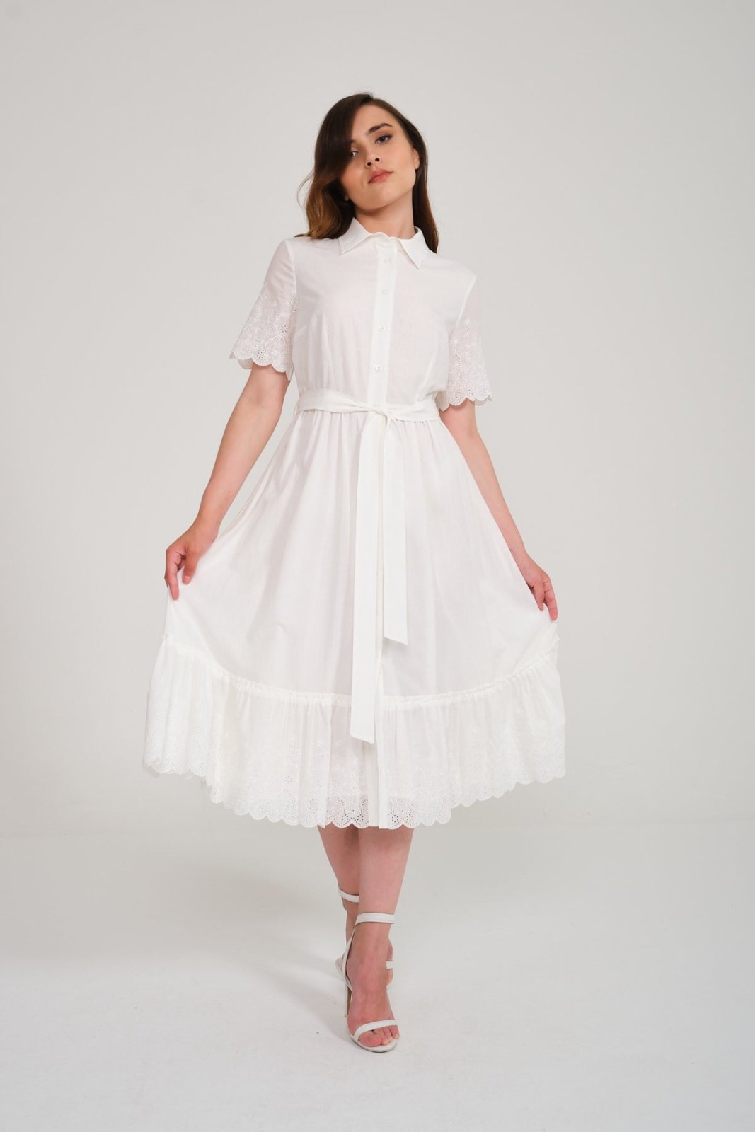 White Long Cotton Dress - ADAMO