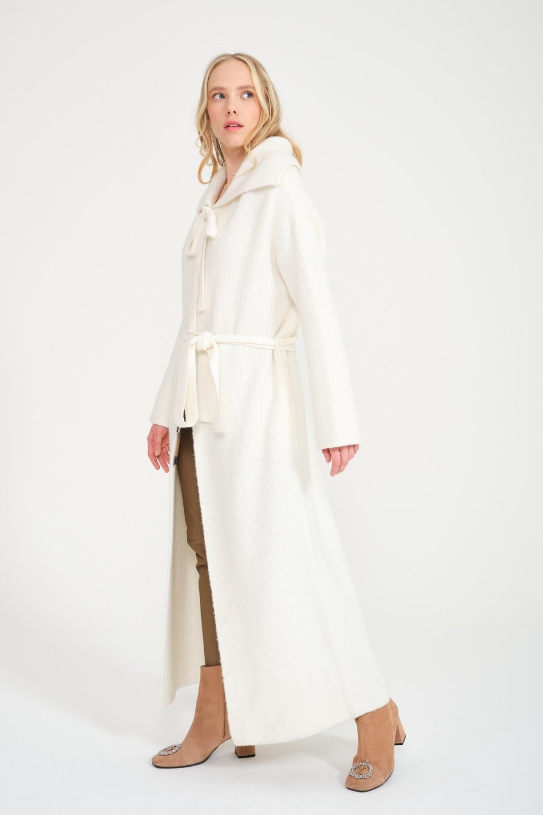 White Long Knit Cardigan - ADAMO