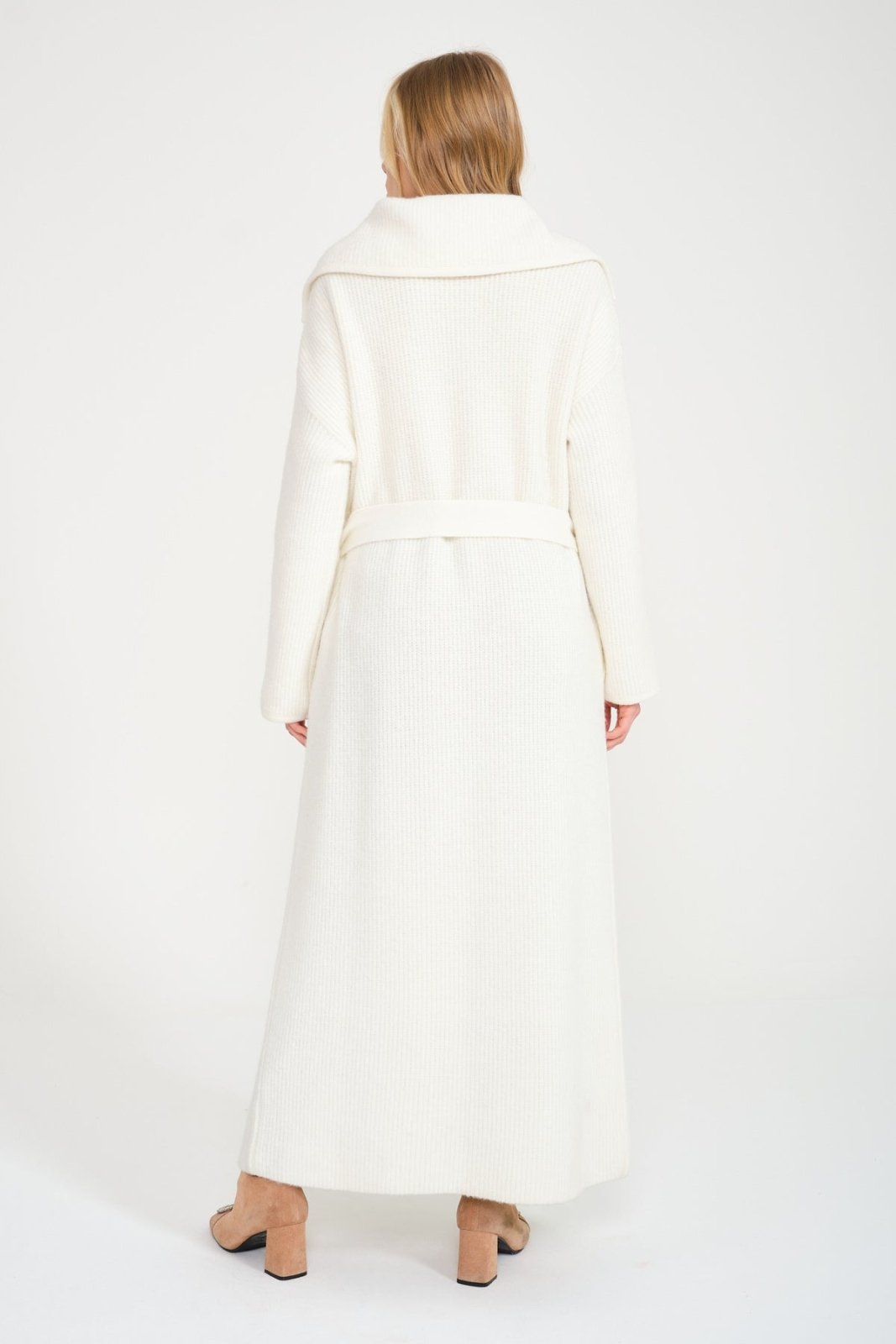 White Long Knit Cardigan - ADAMO