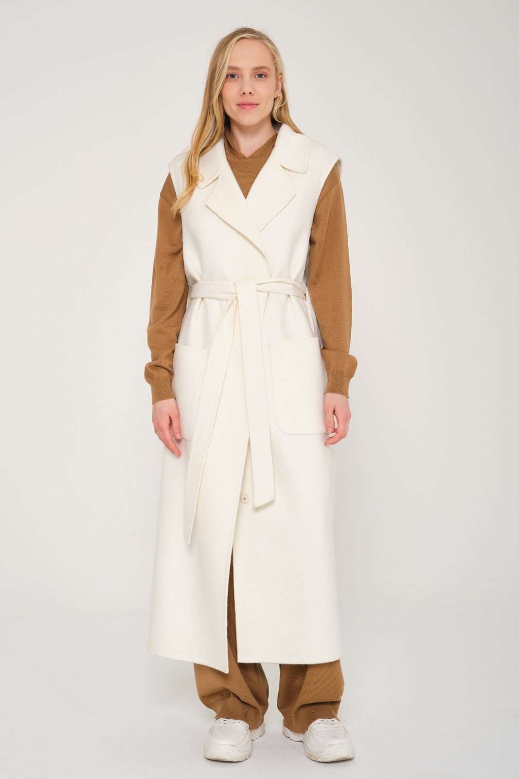 White Long Wool Waistcoat - ADAMO