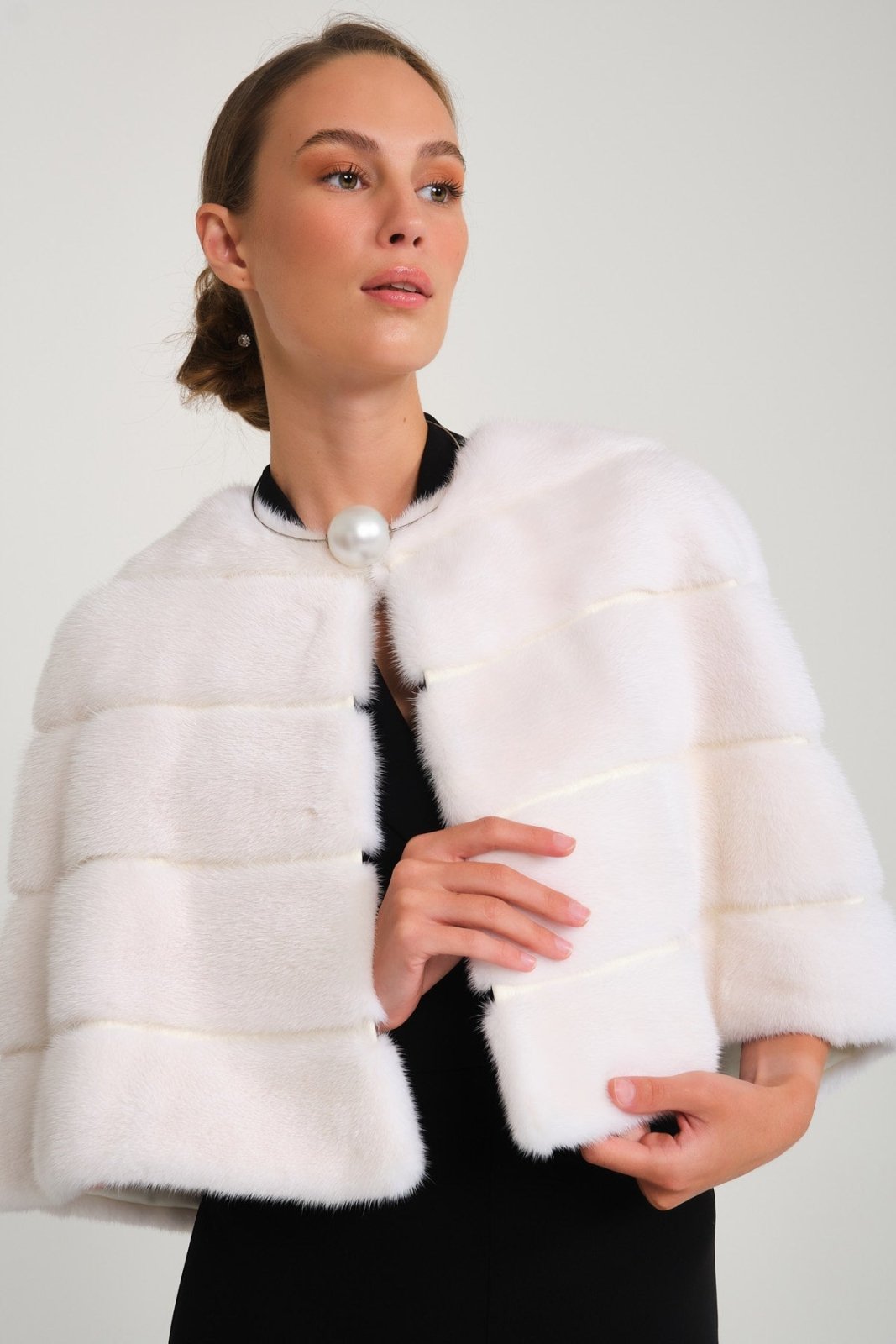 White Mink Fur Cape - ADAMO