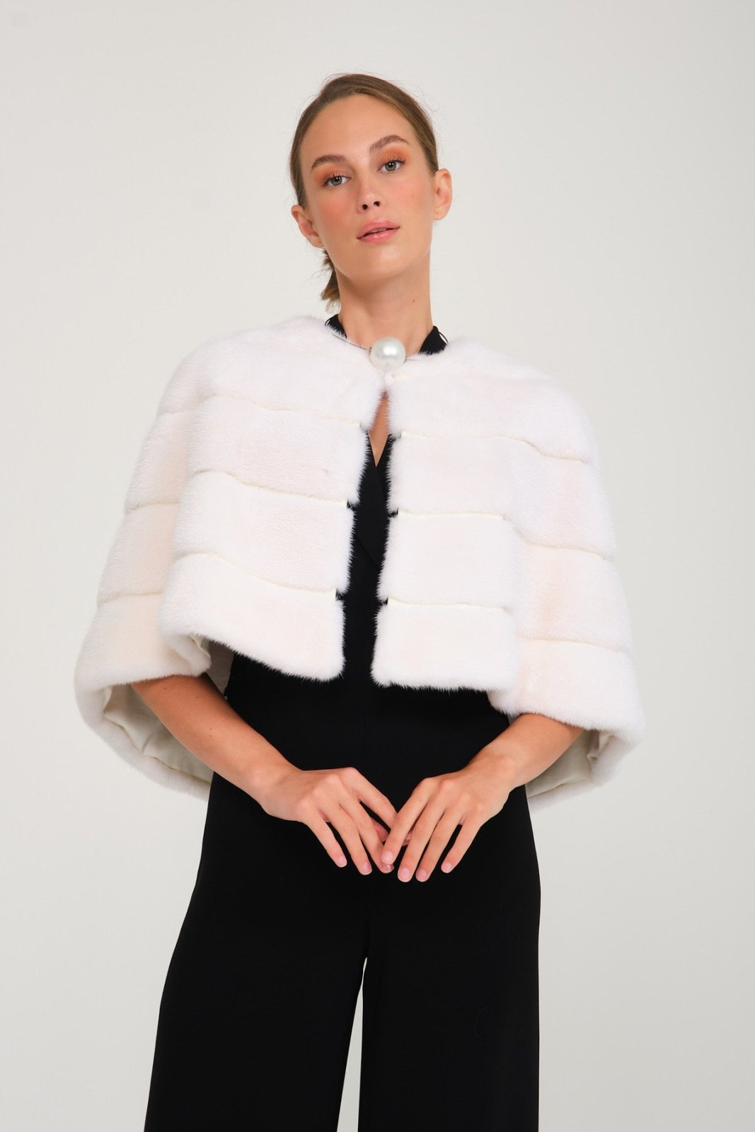 White Mink Fur Cape - ADAMO