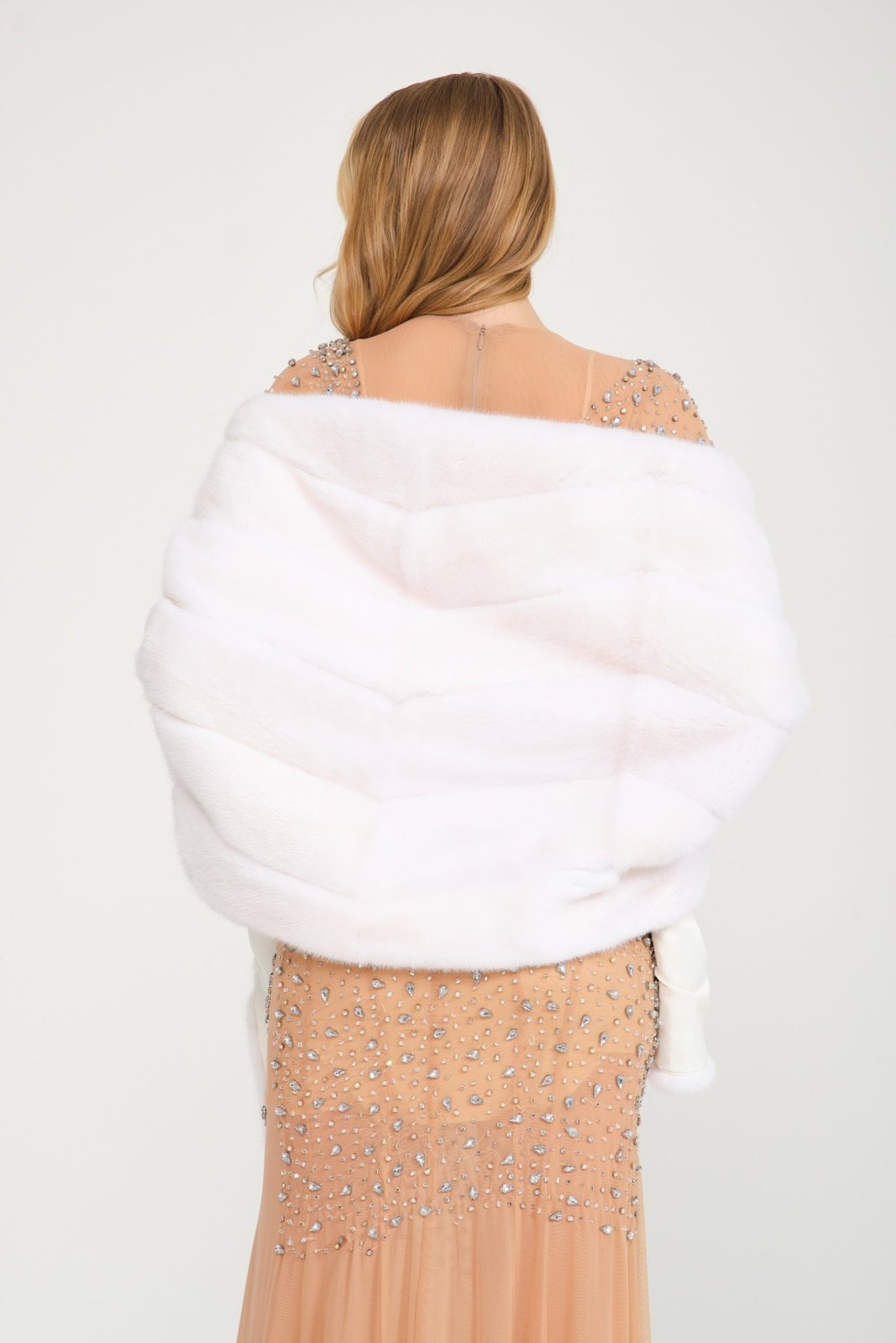 White Mink Fur Shawl - ADAMO