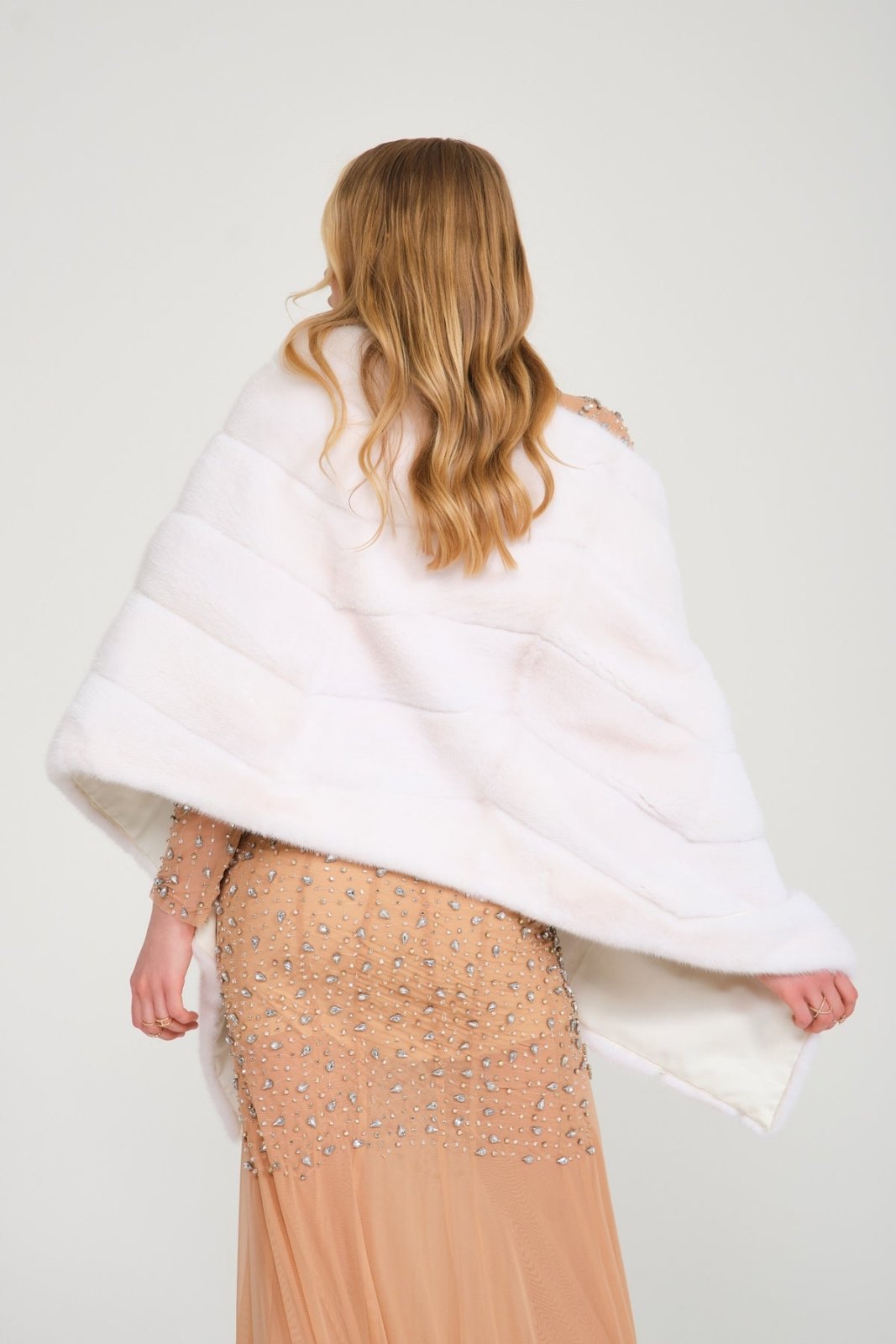 White Mink Fur Shawl - ADAMO