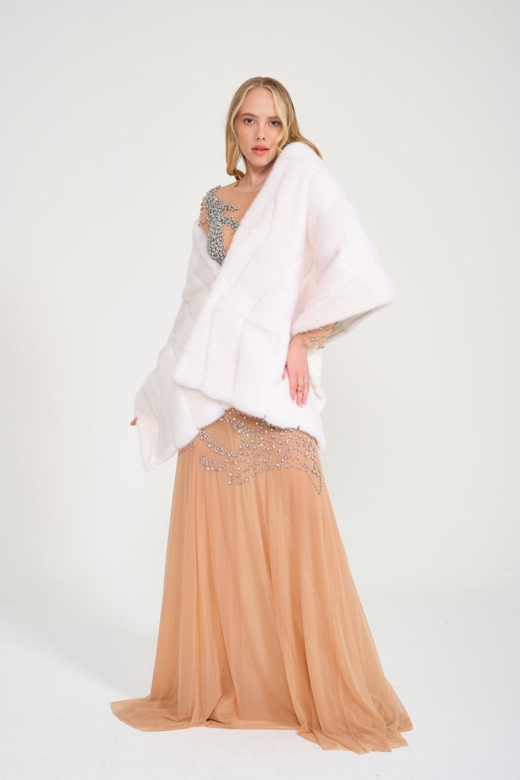 White Mink Fur Shawl - ADAMO