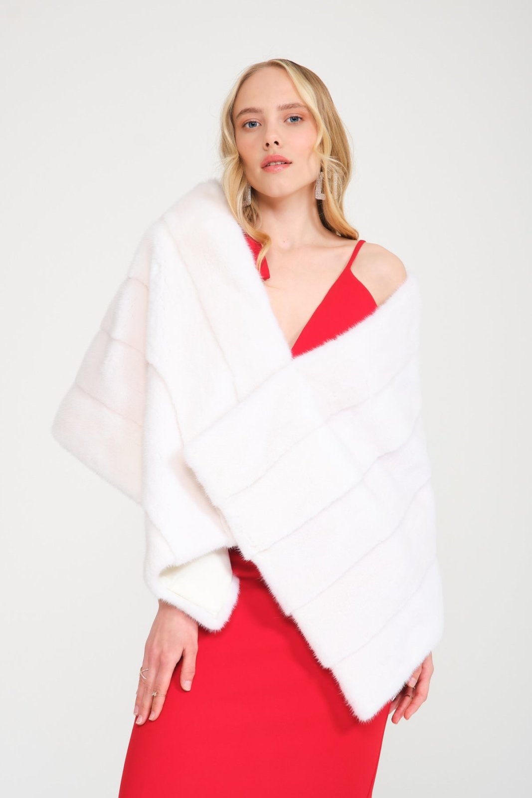 White Mink Fur Shawl - ADAMO