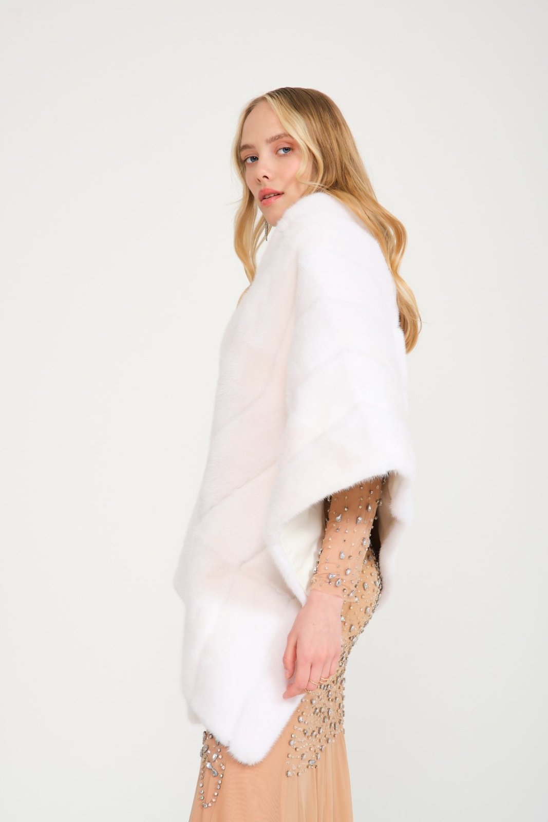 White Mink Fur Shawl - ADAMO