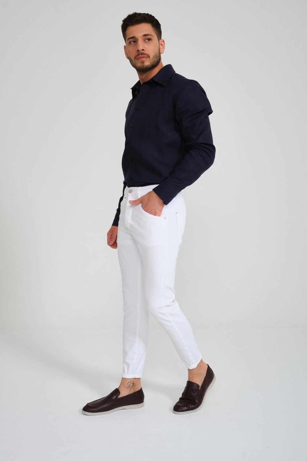 White Slim Fit Jeans - ADAMO