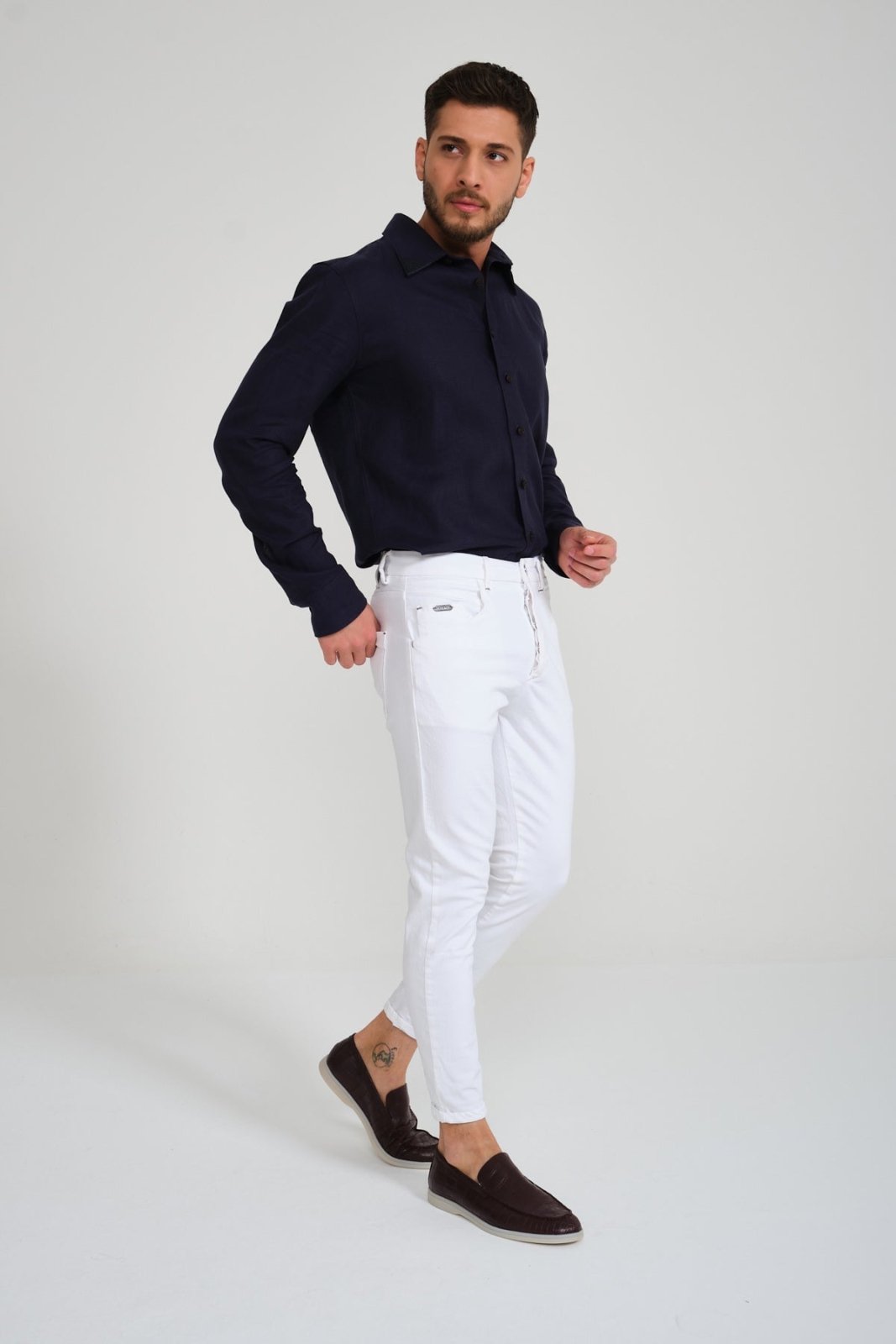 White Slim Fit Jeans - ADAMO