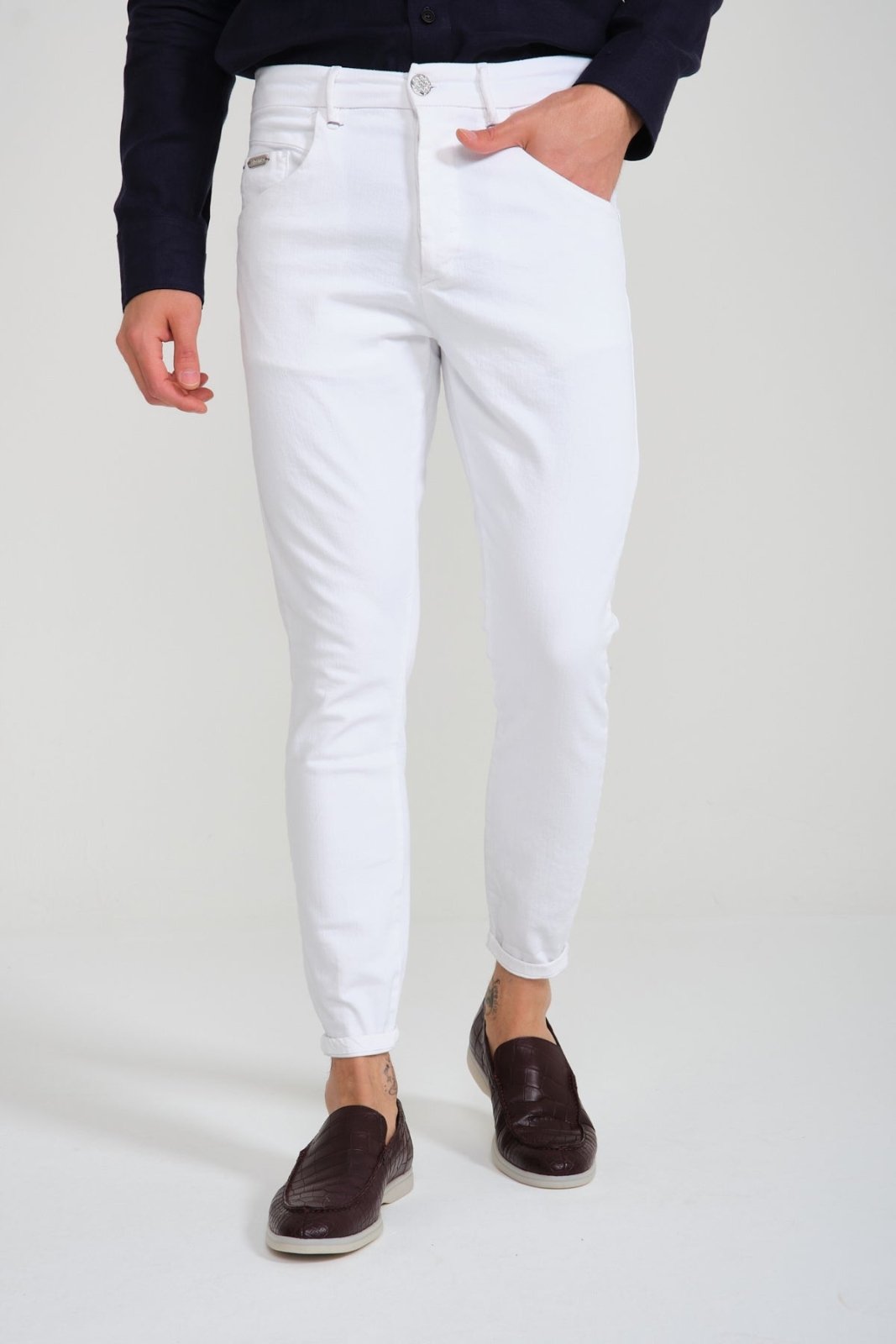 White Slim Fit Jeans - ADAMO