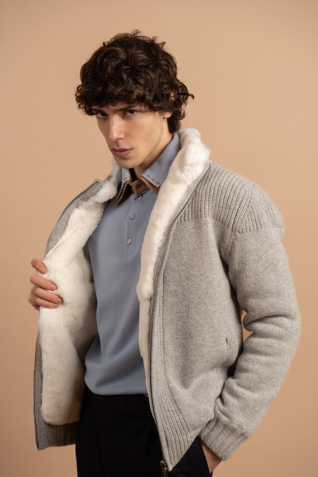 Winter Whisper Wool Jacket with Rex Fur - ADAMO