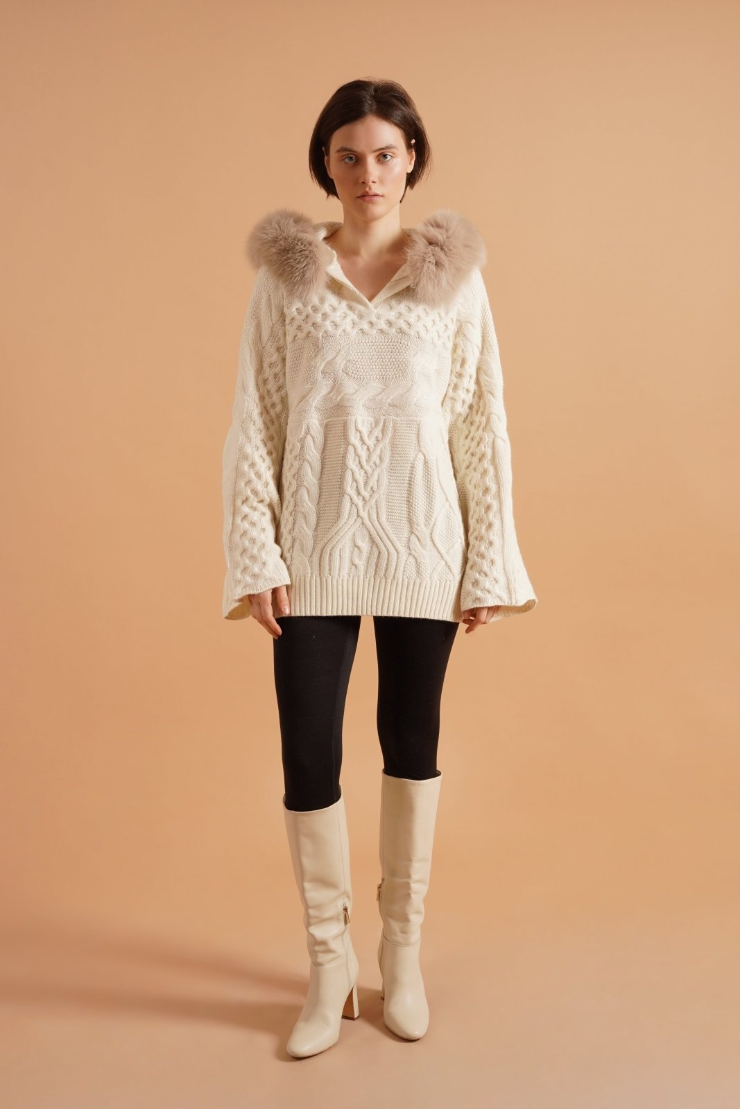 Winter Whispers Fox Trim Knit - ADAMO