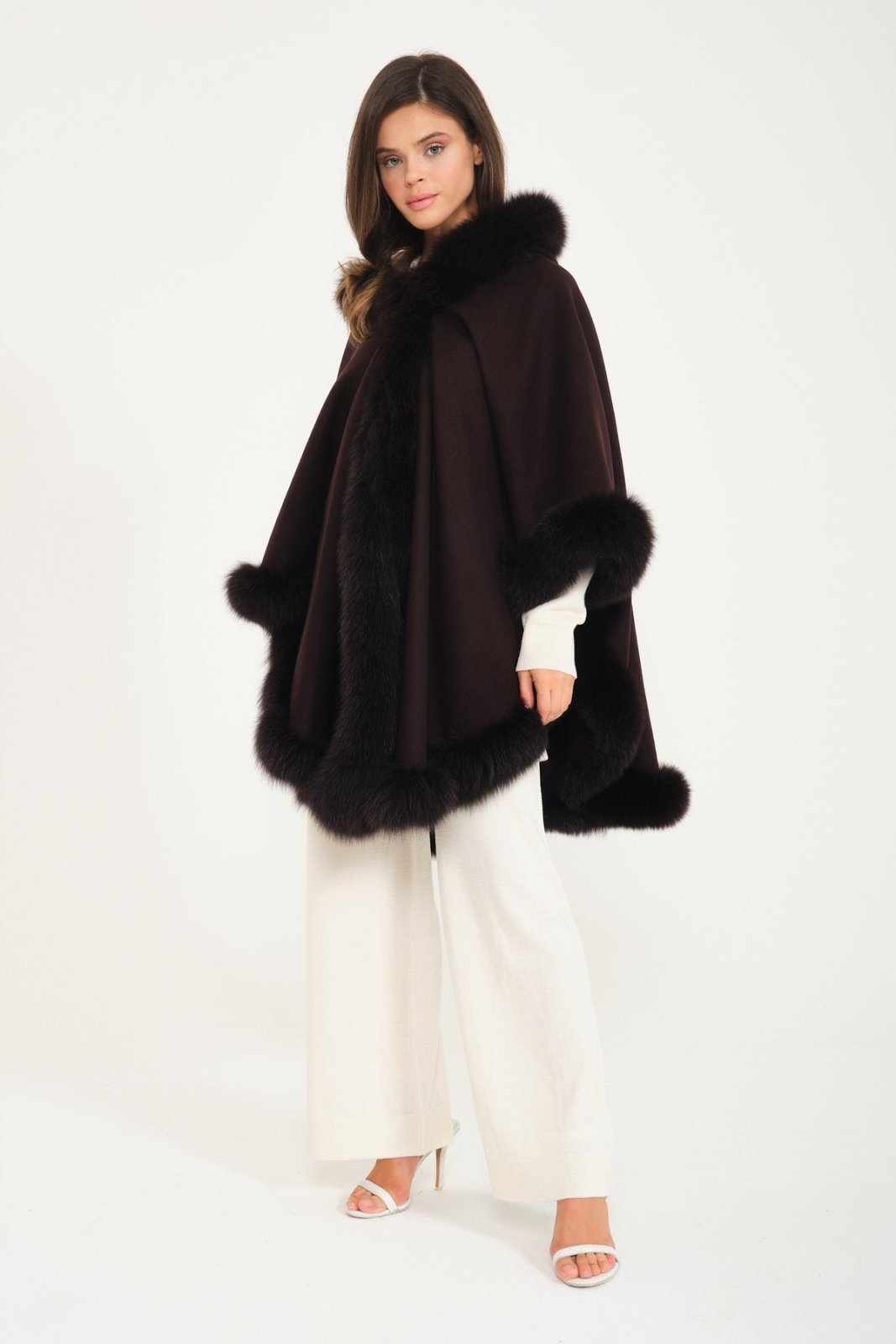 Wool & Fox Fur Poncho - ADAMO