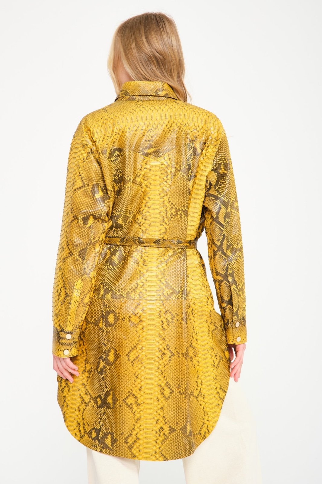 Yellow Python Leather Coat - ADAMO