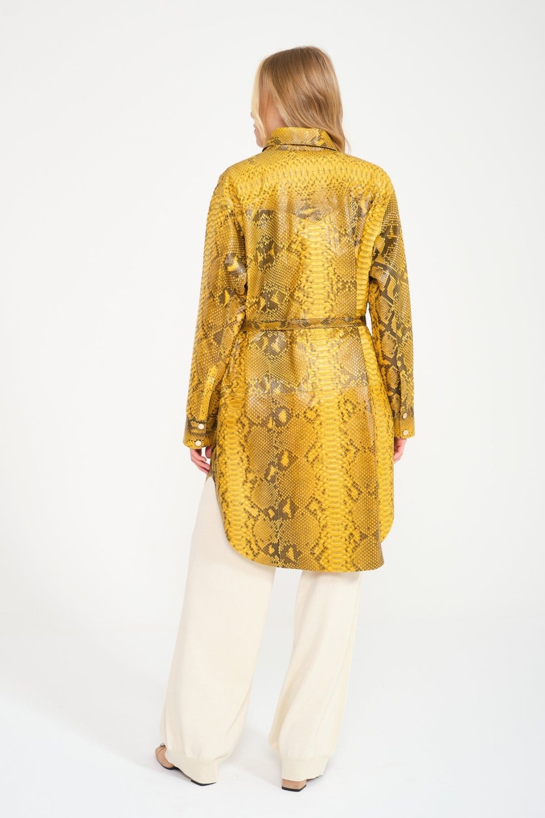 Yellow Python Leather Coat - ADAMO