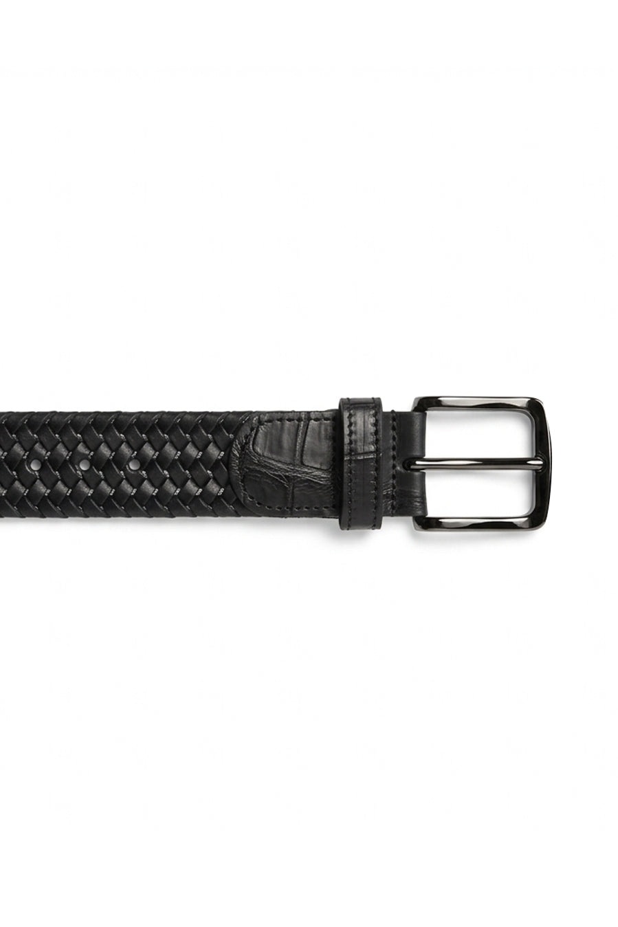 Midnight Crocodile Trim Braided Belt